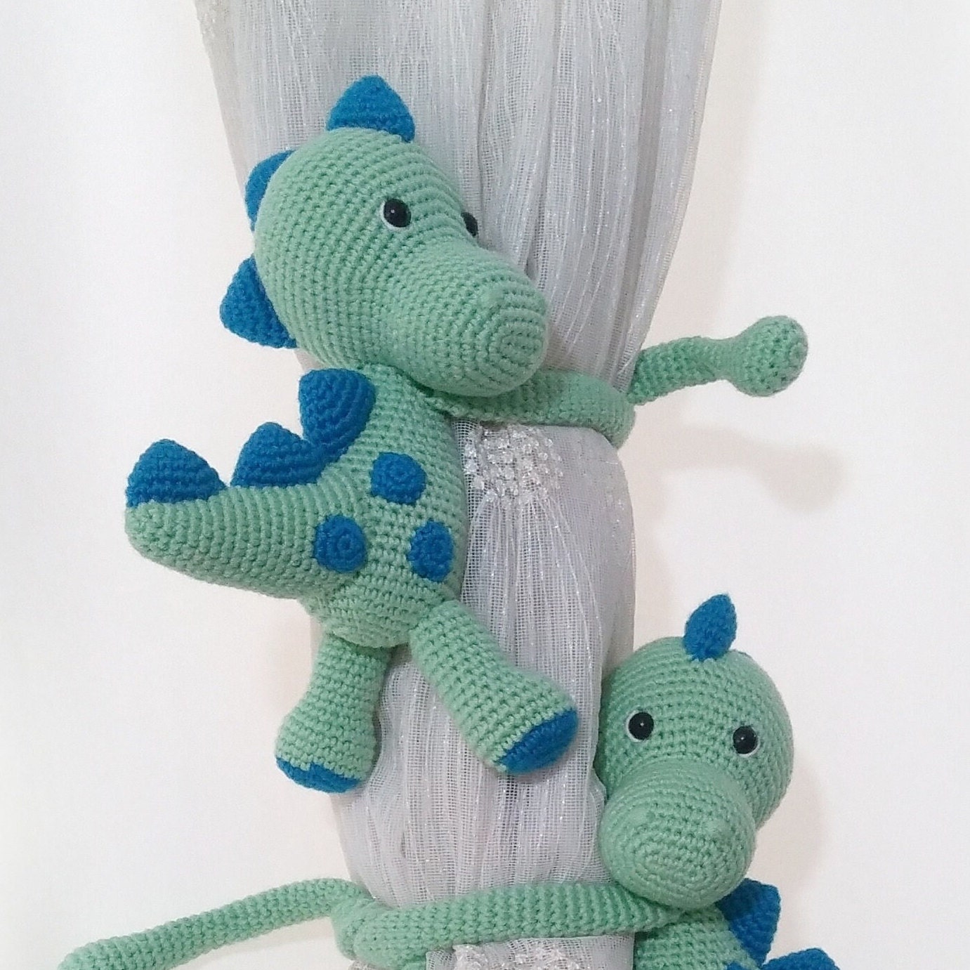 Crocheted Dinosaur Curtain Tie-Back Decoration