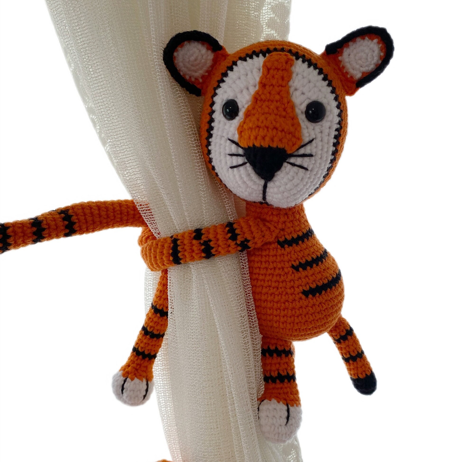 Tiger Curtain Tie Back Holder, Safari Animals Theme, Baby Room For Tiger, Nursery Decor Safari Theme Tiger, Baby Shower Gift