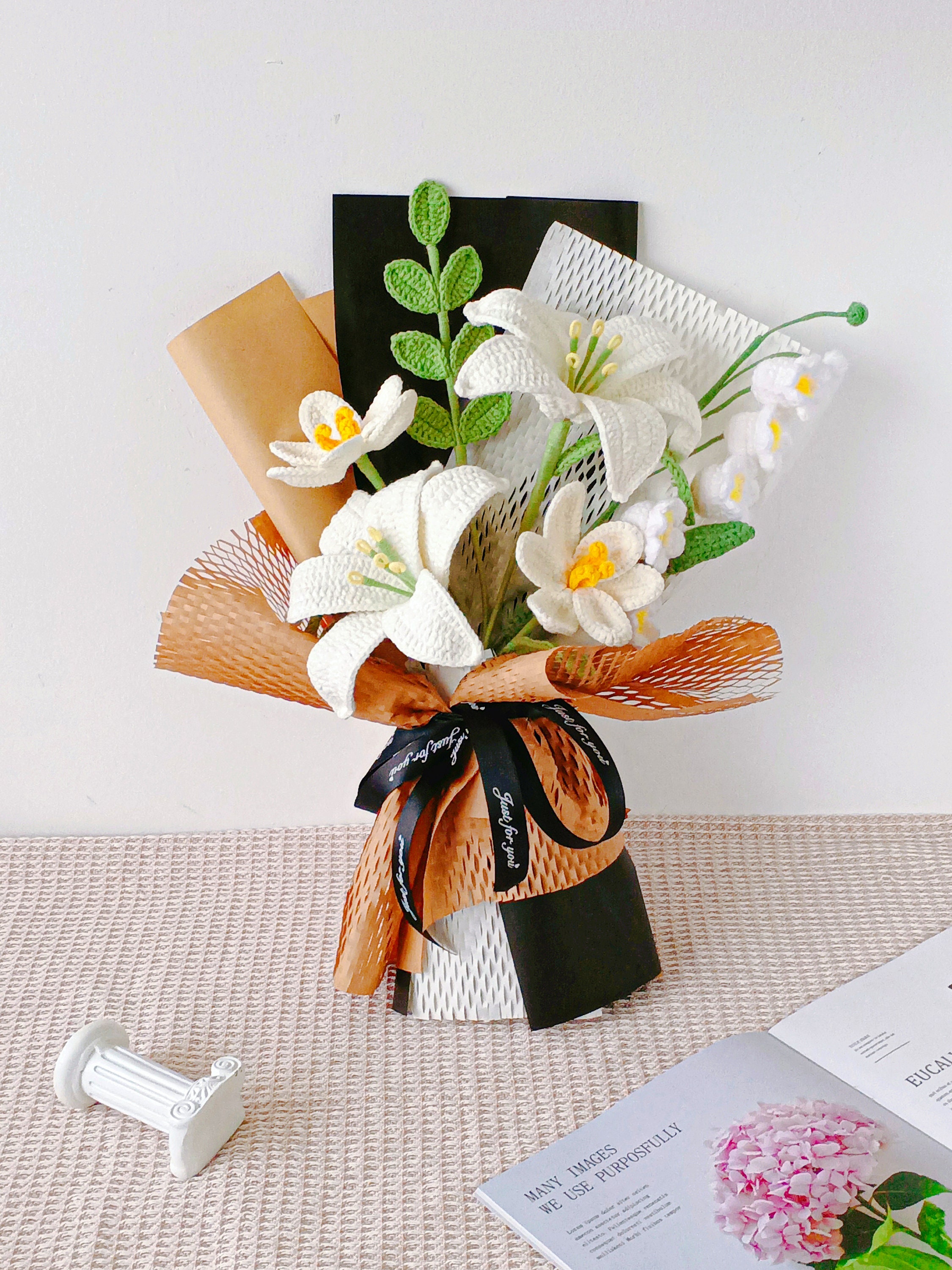 Handmade Crochet Lily and Tulip Bouquet for Home Decor and Gift Giving