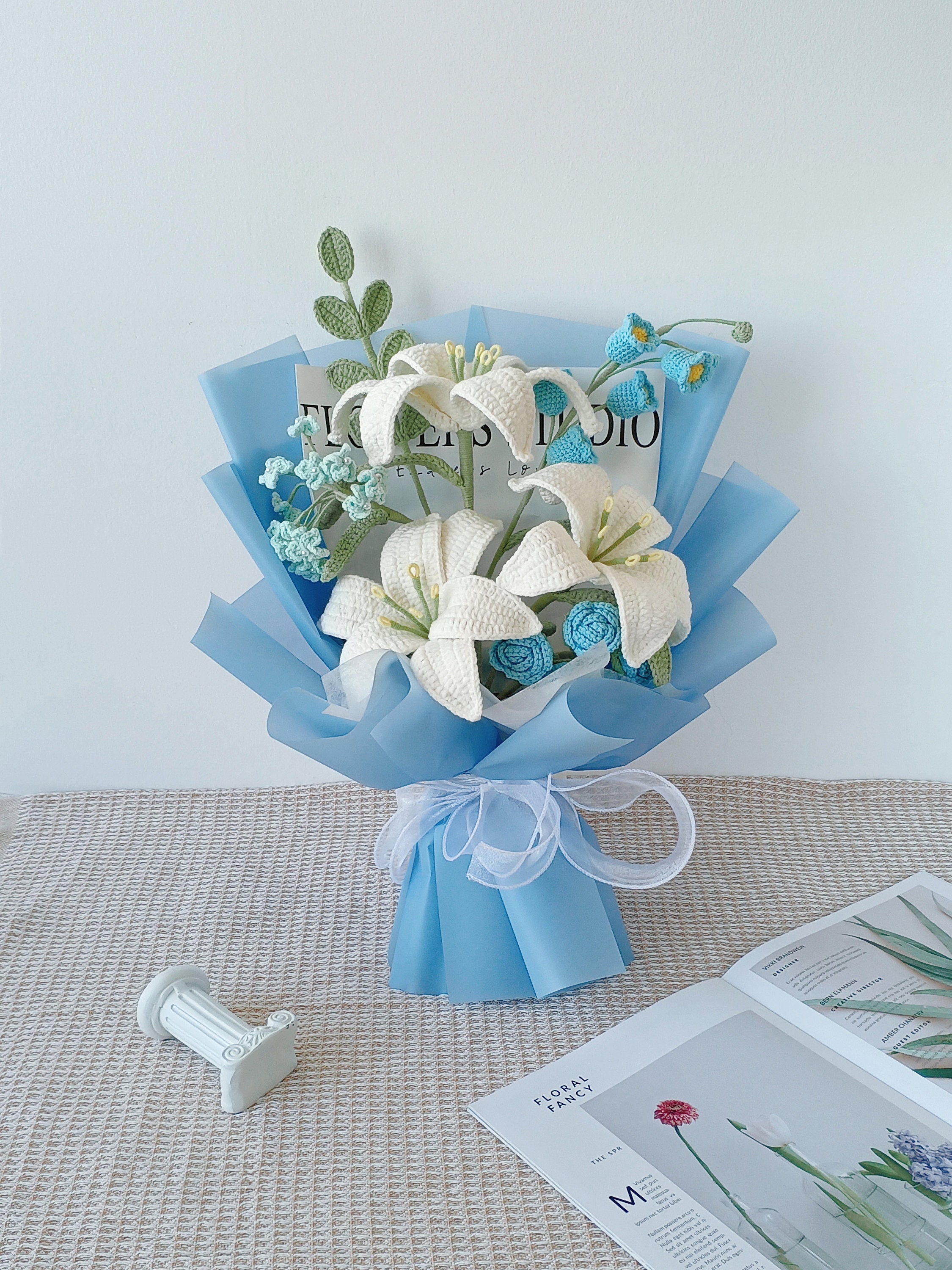 Handmade Crochet Lily and Tulip Bouquet for Home Decor and Gift Giving