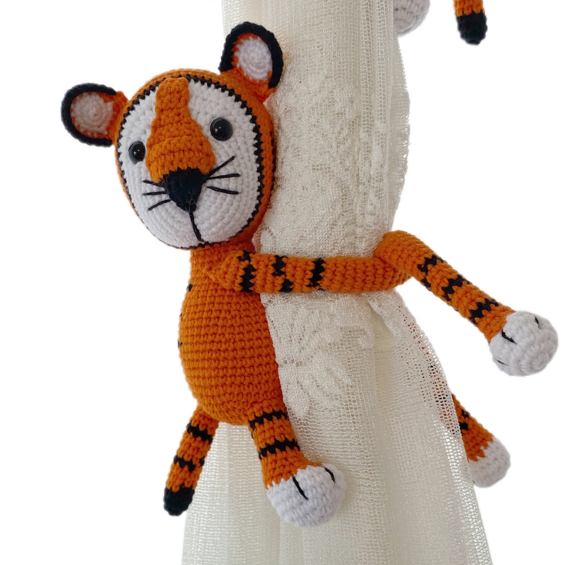 Tiger Curtain Tie Back Holder, Safari Animals Theme, Baby Room For Tiger, Nursery Decor Safari Theme Tiger, Baby Shower Gift