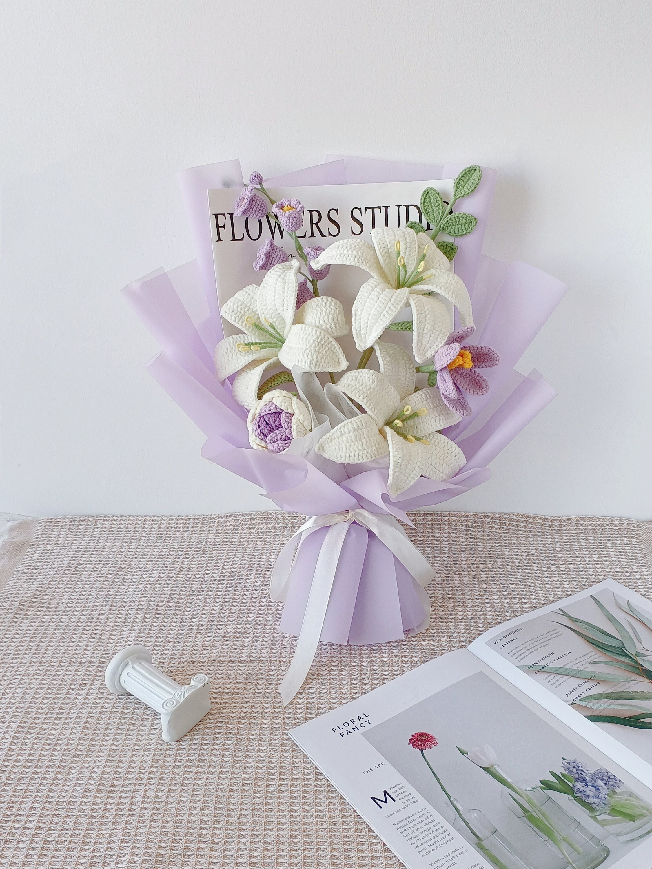 Handmade Crochet Lily and Tulip Bouquet for Home Decor and Gift Giving