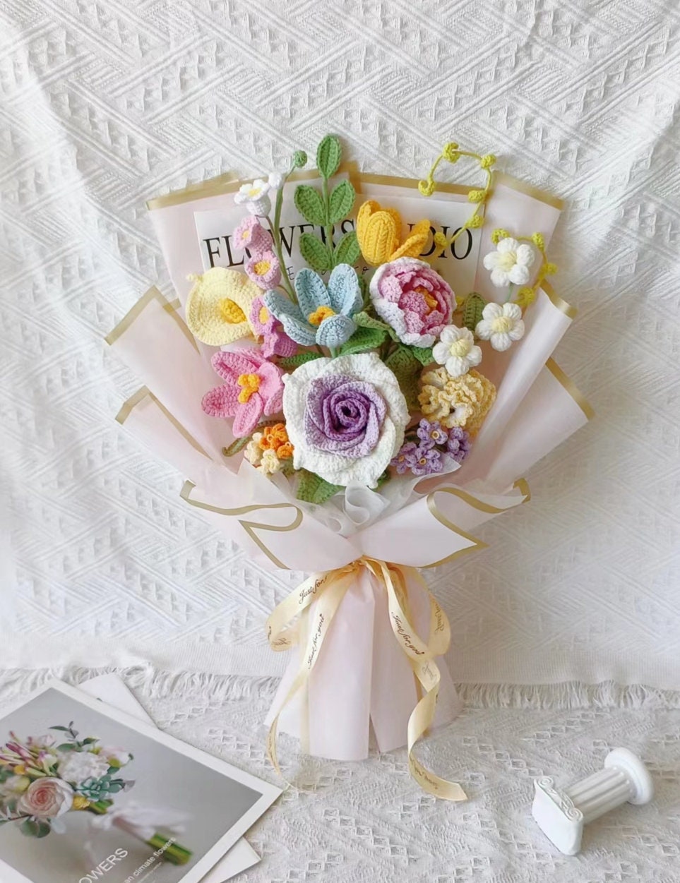 Handmade Crochet Lily and Tulip Bouquet for Home Decor and Gift Giving