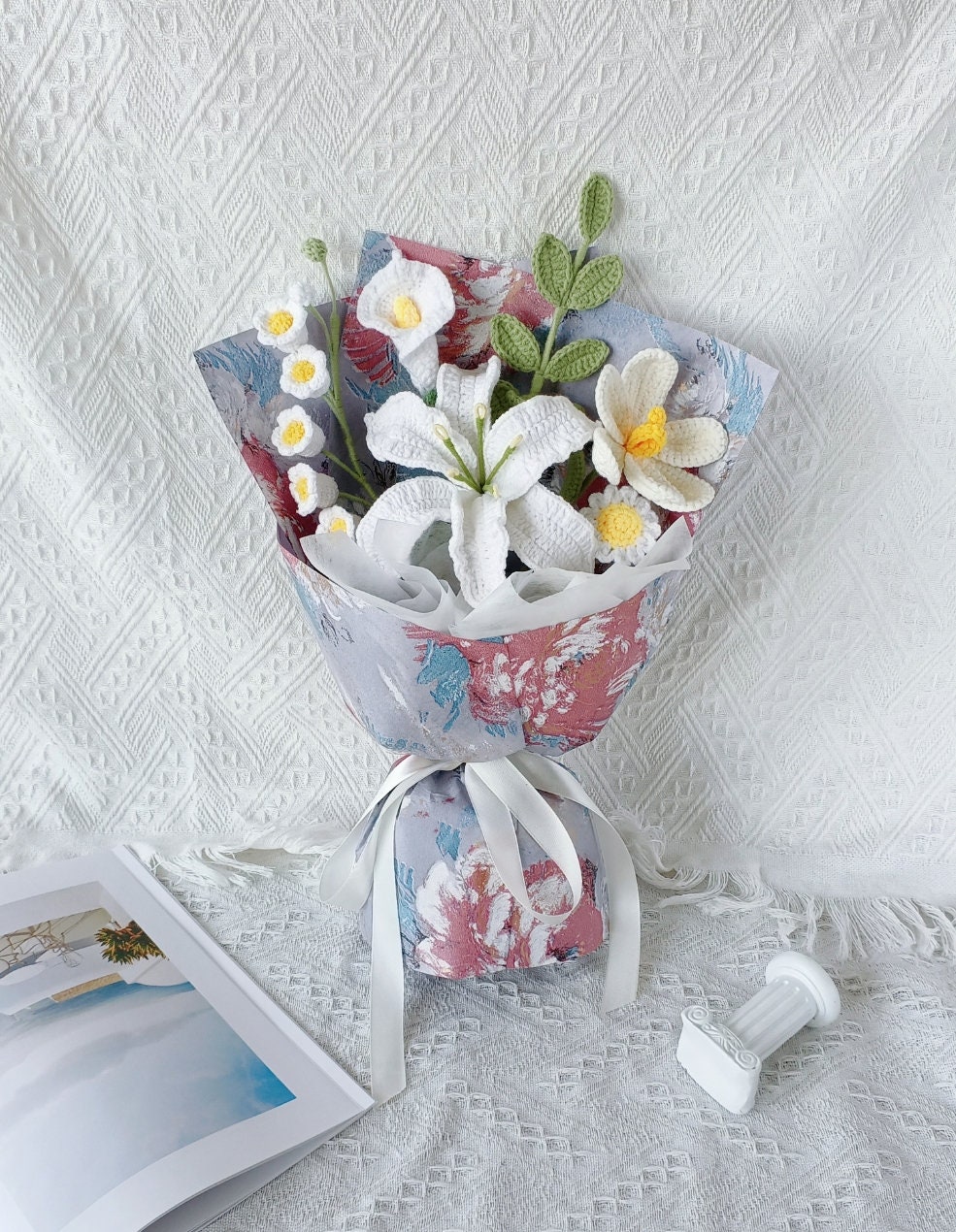 Handmade Crochet Lily and Tulip Bouquet for Home Decor and Gift Giving