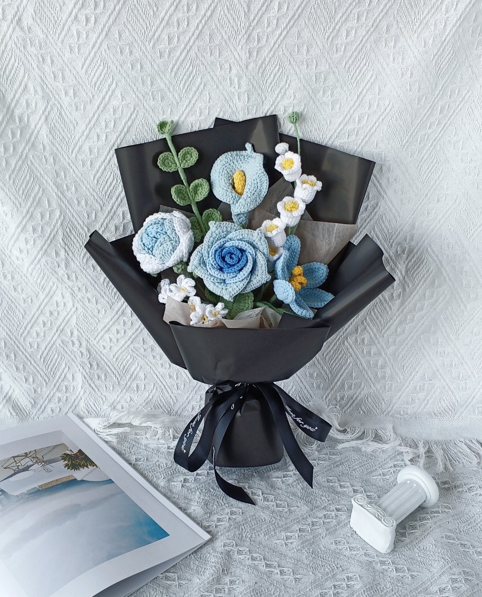 Handmade Crochet Lily and Tulip Bouquet for Home Decor and Gift Giving