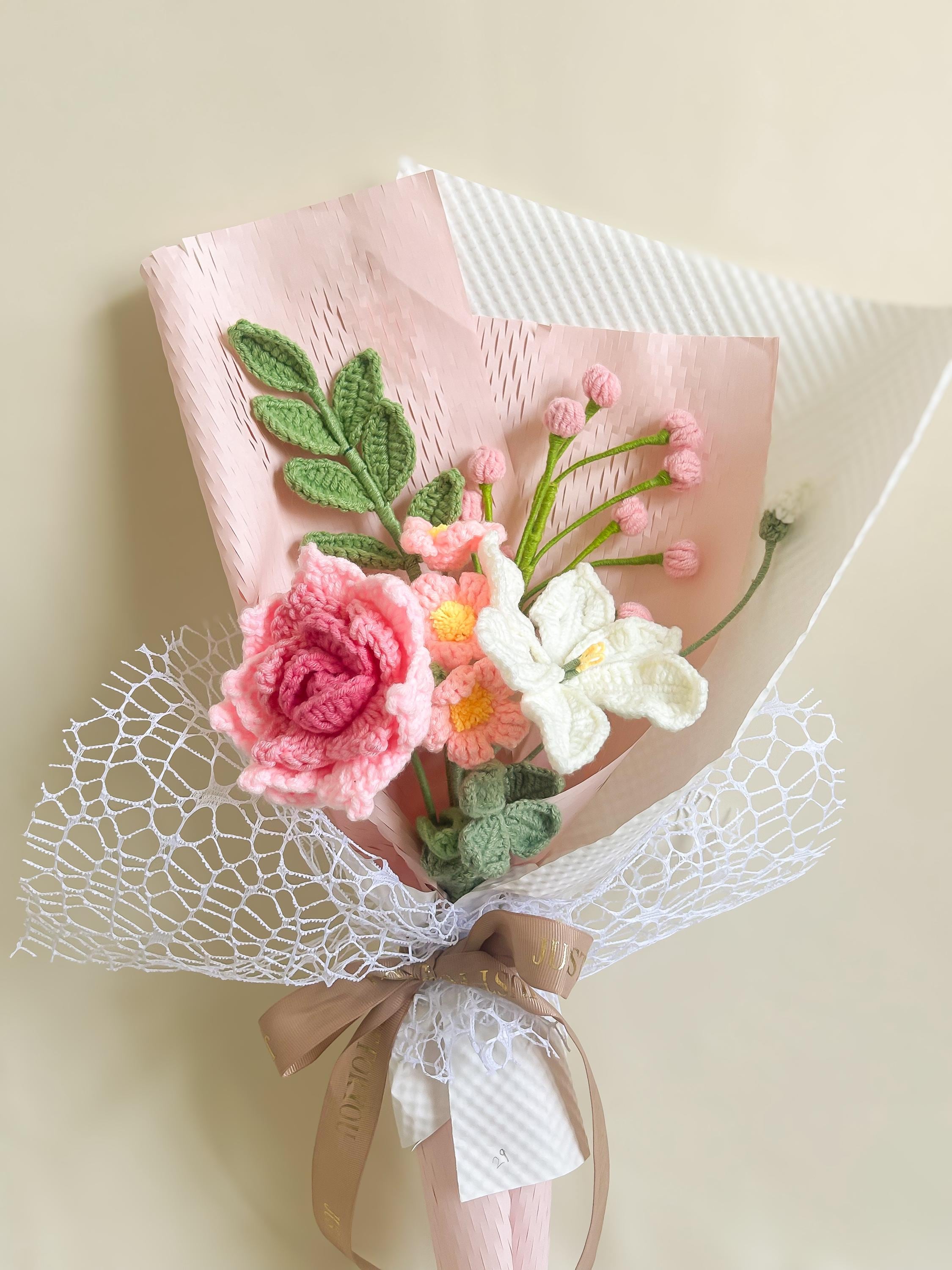Crochet Flower Bouquet – Handmade – Gift Option for Flower Lovers