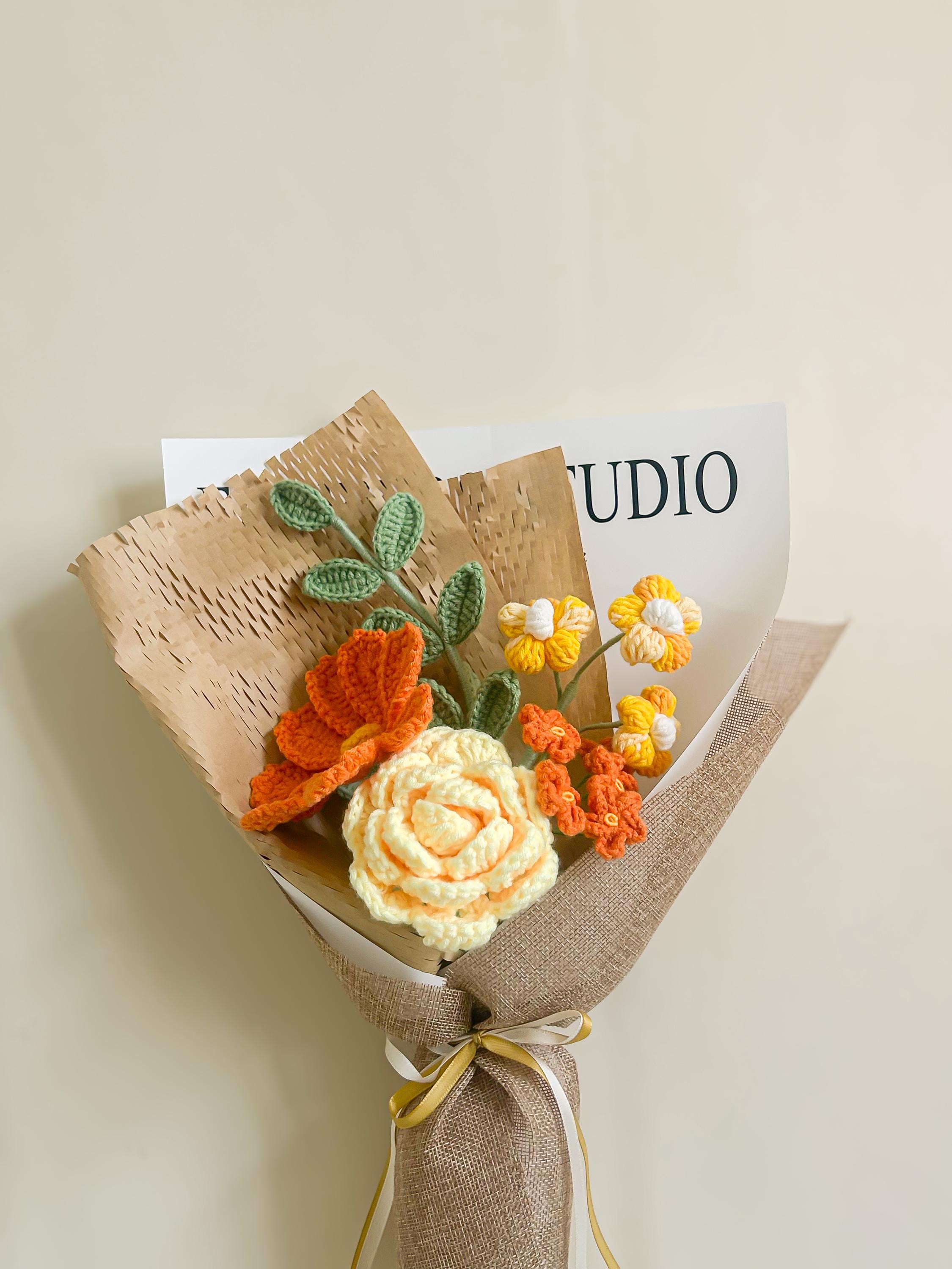 Crochet Flower Bouquet – Handmade – Gift Option for Flower Lovers