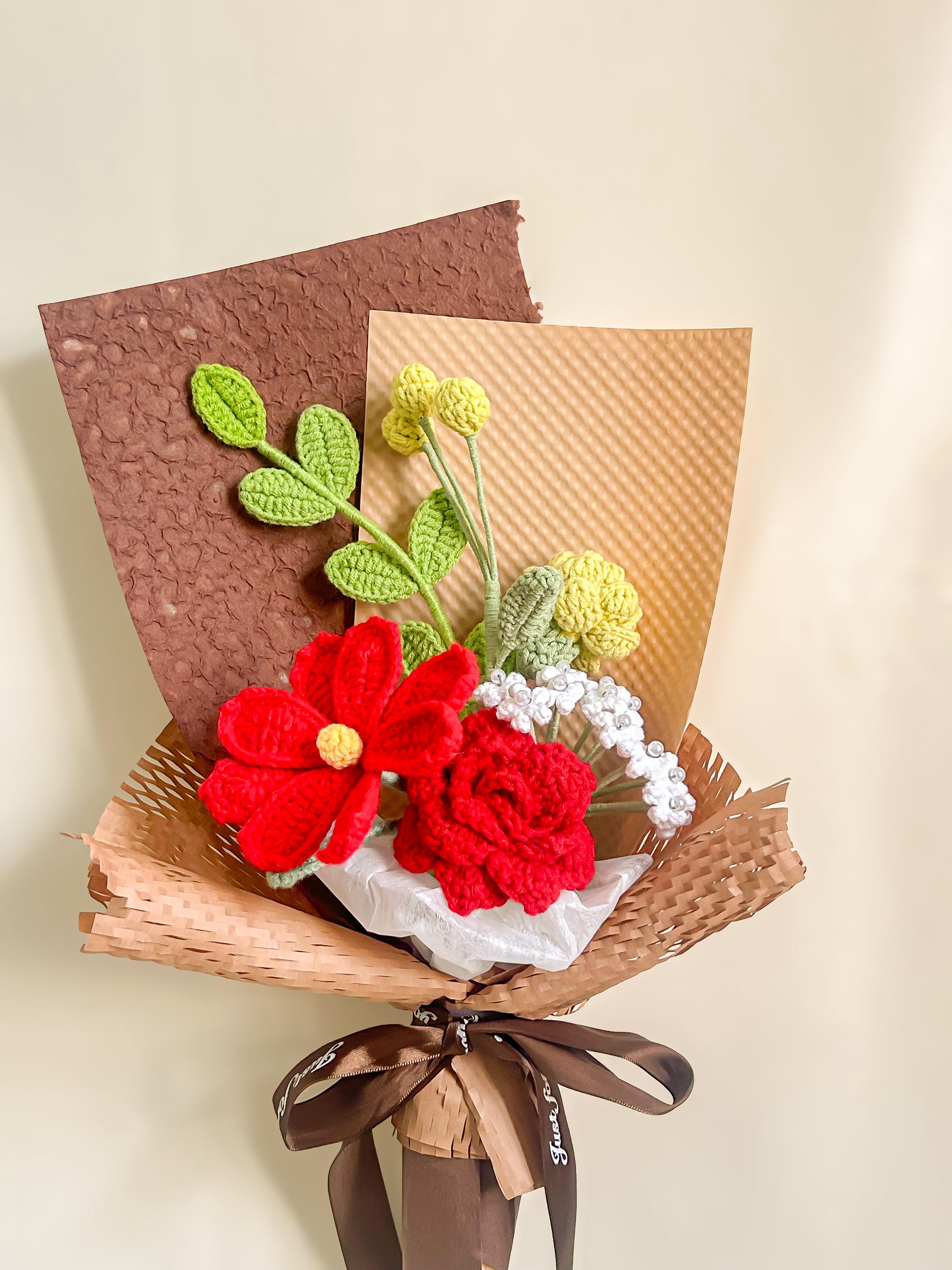 Crochet Flower Bouquet – Handmade – Gift Option for Flower Lovers