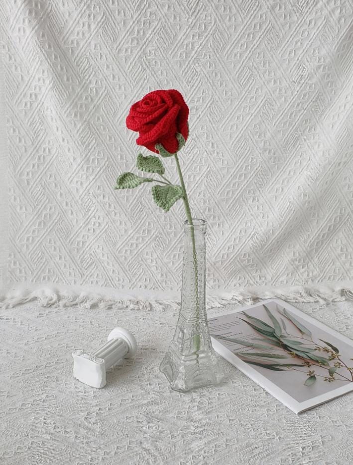 Crochet Rose Bouquet – Handmade – Soft Yarn – No Watering Needed