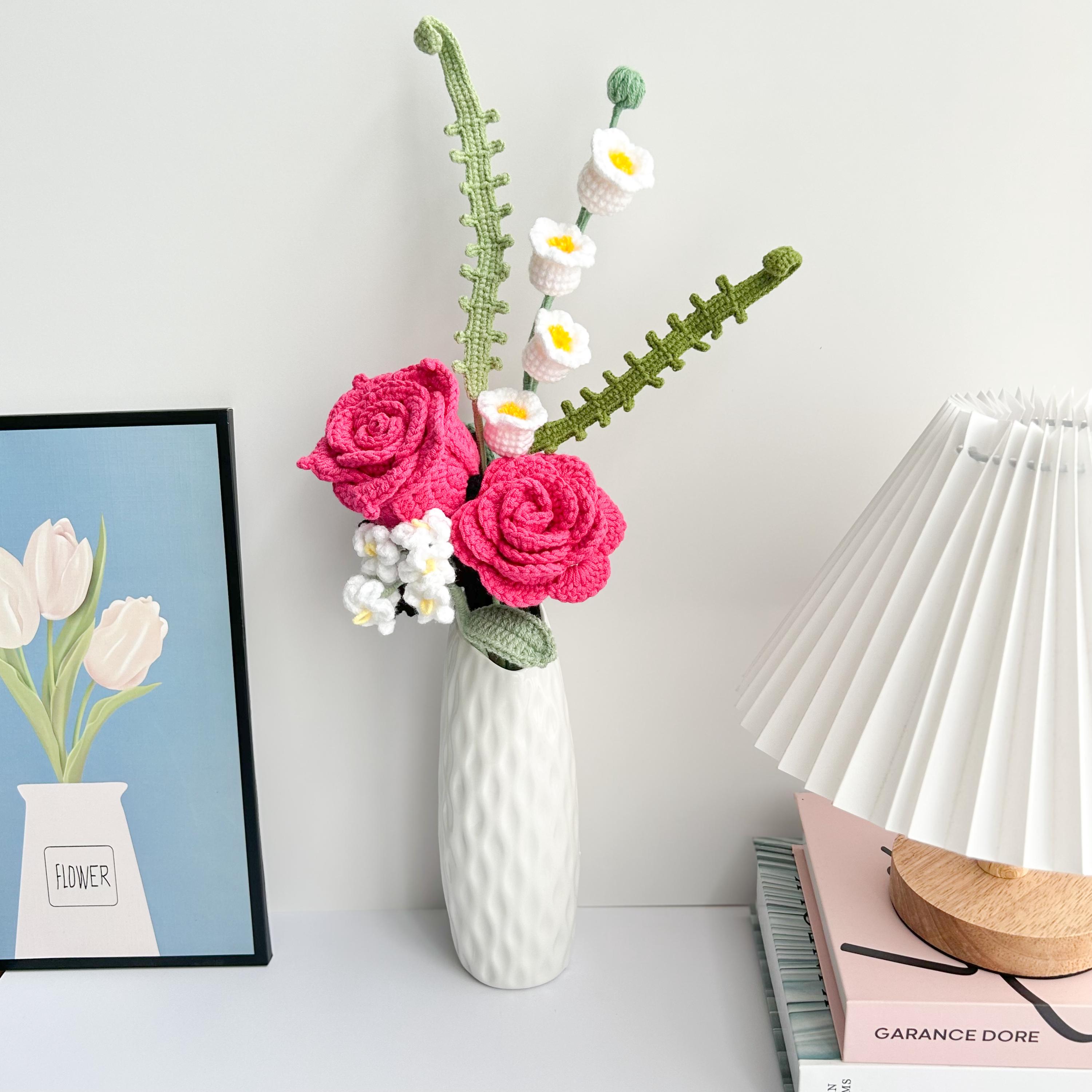 Handmade Crochet Rose Bouquet – Soft Yarn – No Watering Needed