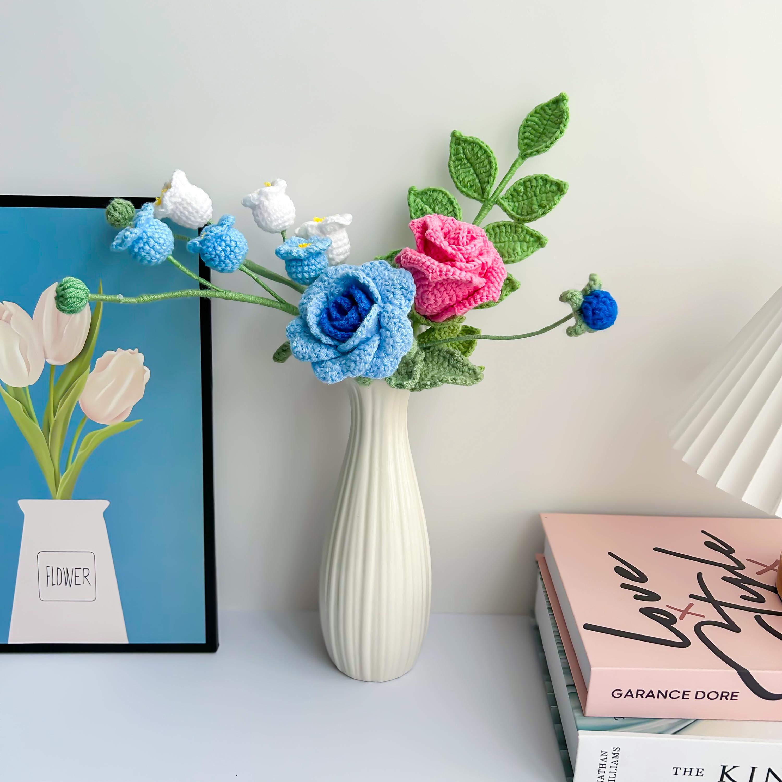 Handmade Crochet Flower Bouquet: Rose, Tulip, Sunflower - Home Decor