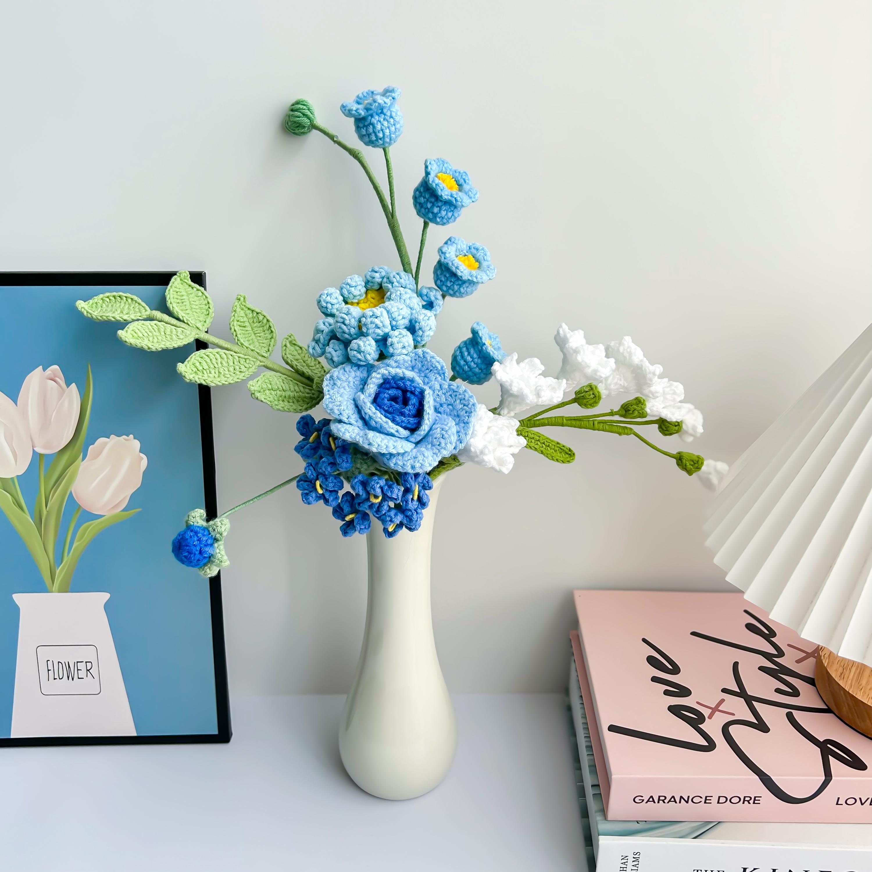 Handmade Crochet Flower Bouquet: Rose, Tulip, Sunflower - Home Decor