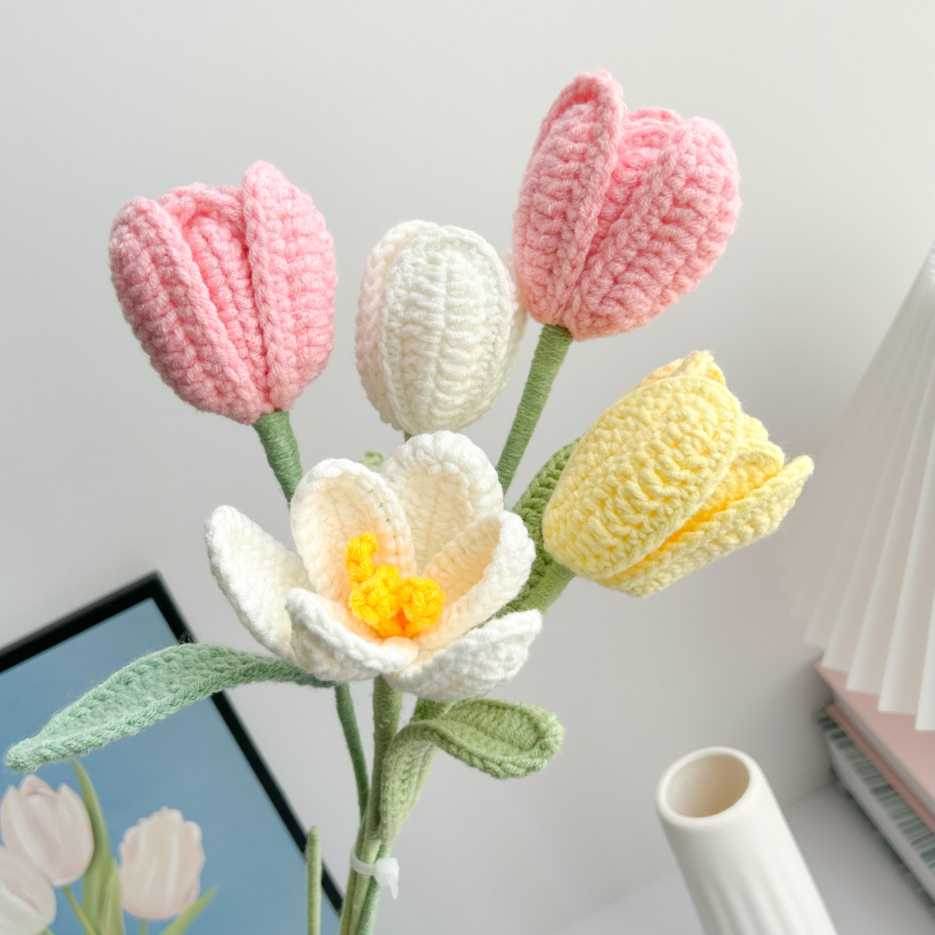 Handmade Home Decor Gift Crochet Tulip Flower Bouquet