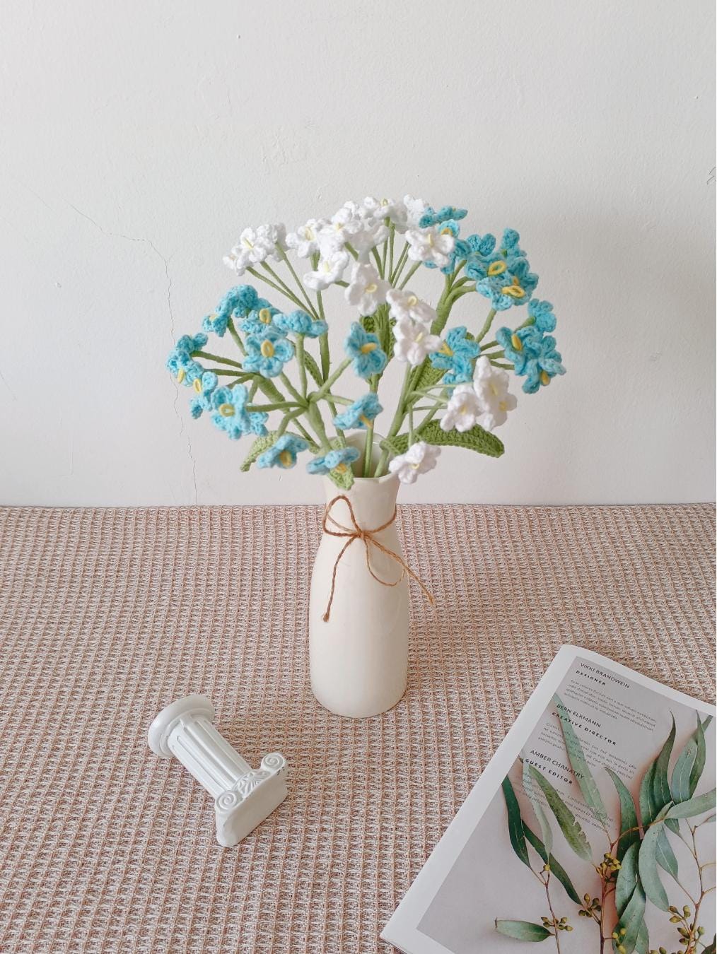 Crochet Forget-Me-Not Bouquet, Party or Home Decoration