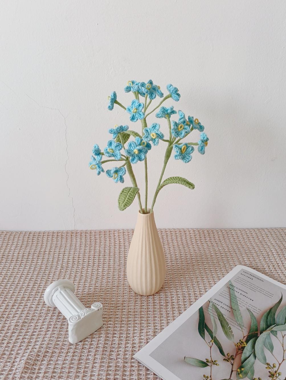 Crochet Forget-Me-Not Bouquet, Party or Home Decoration