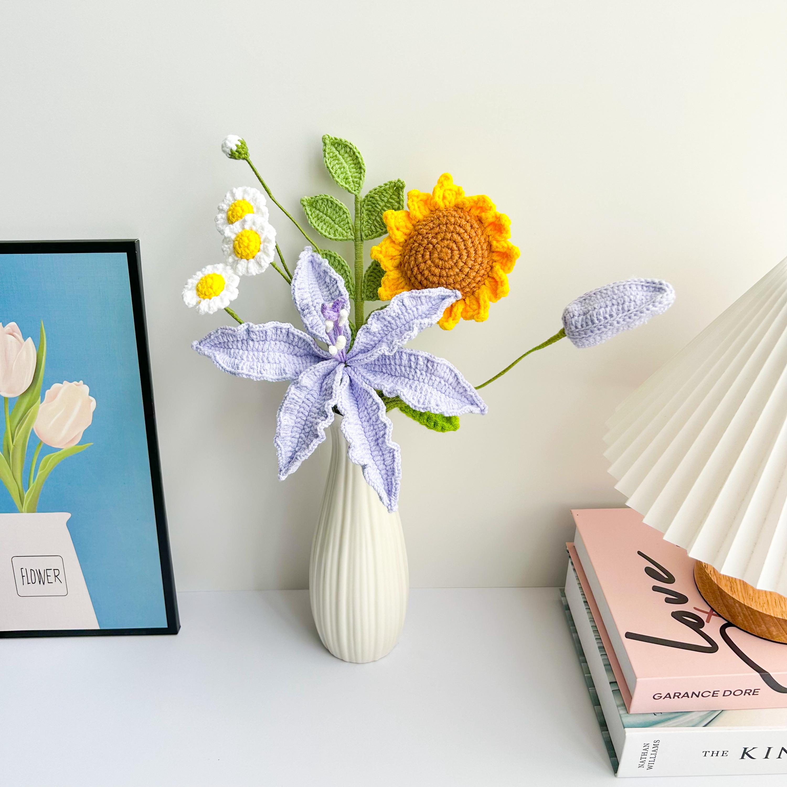 Crochet Lily Bouquet Handmade Yarn Flowers Home Decor Gift