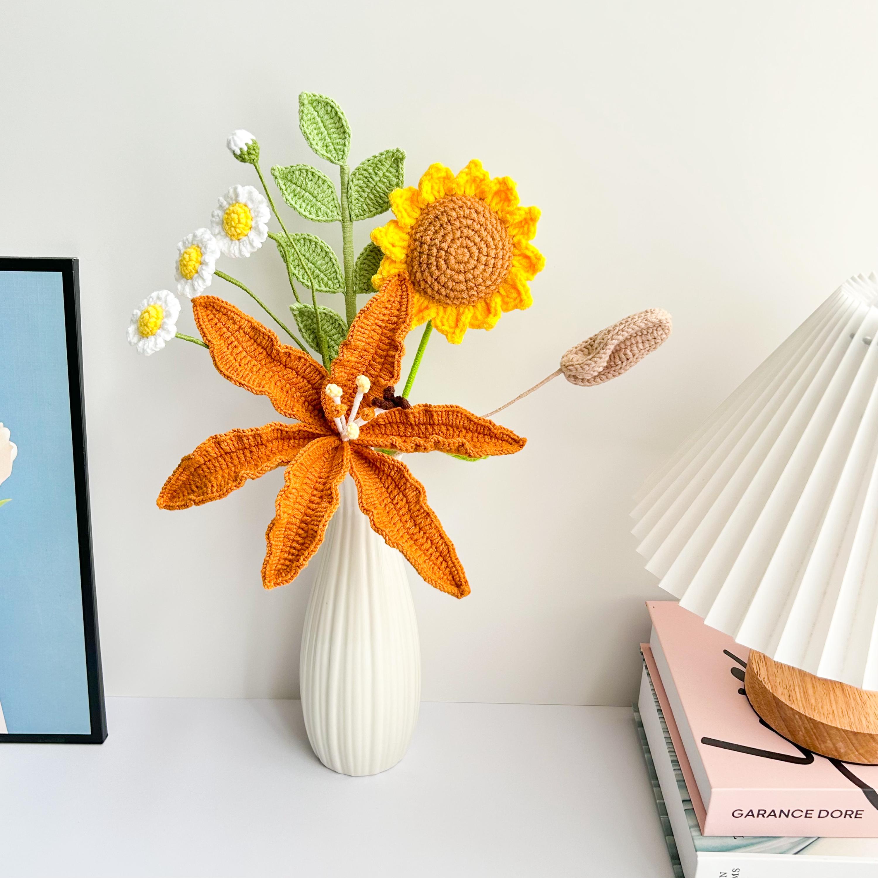 Crochet Lily Bouquet Handmade Yarn Flowers Home Decor Gift