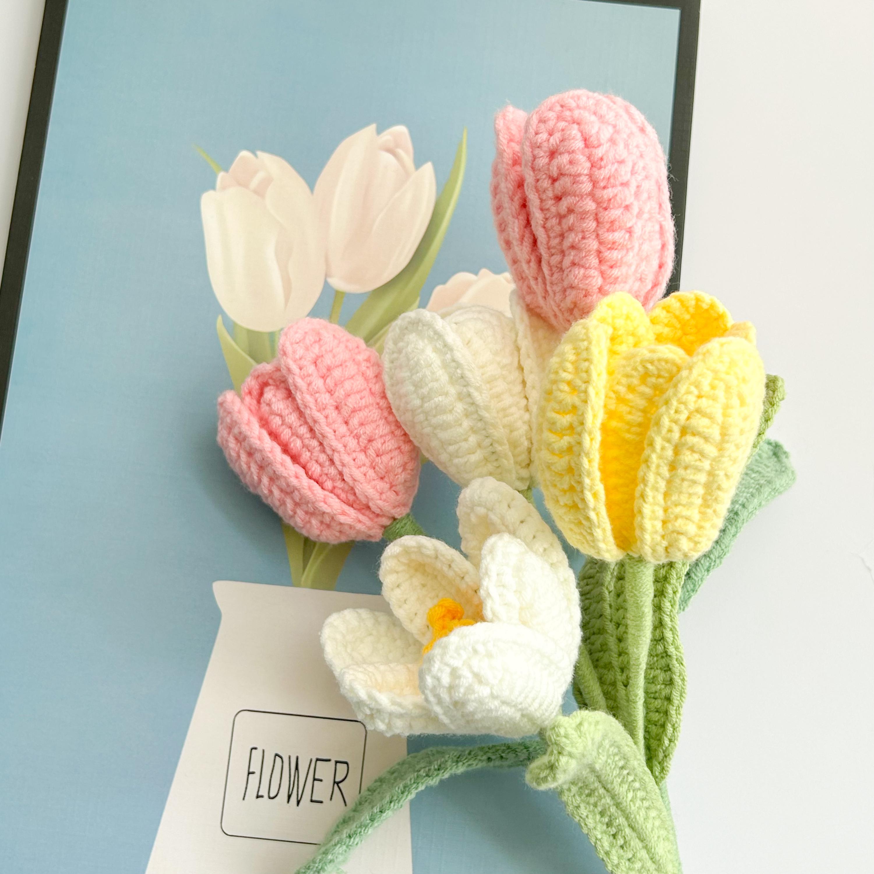 Handmade Home Decor Gift Crochet Tulip Flower Bouquet