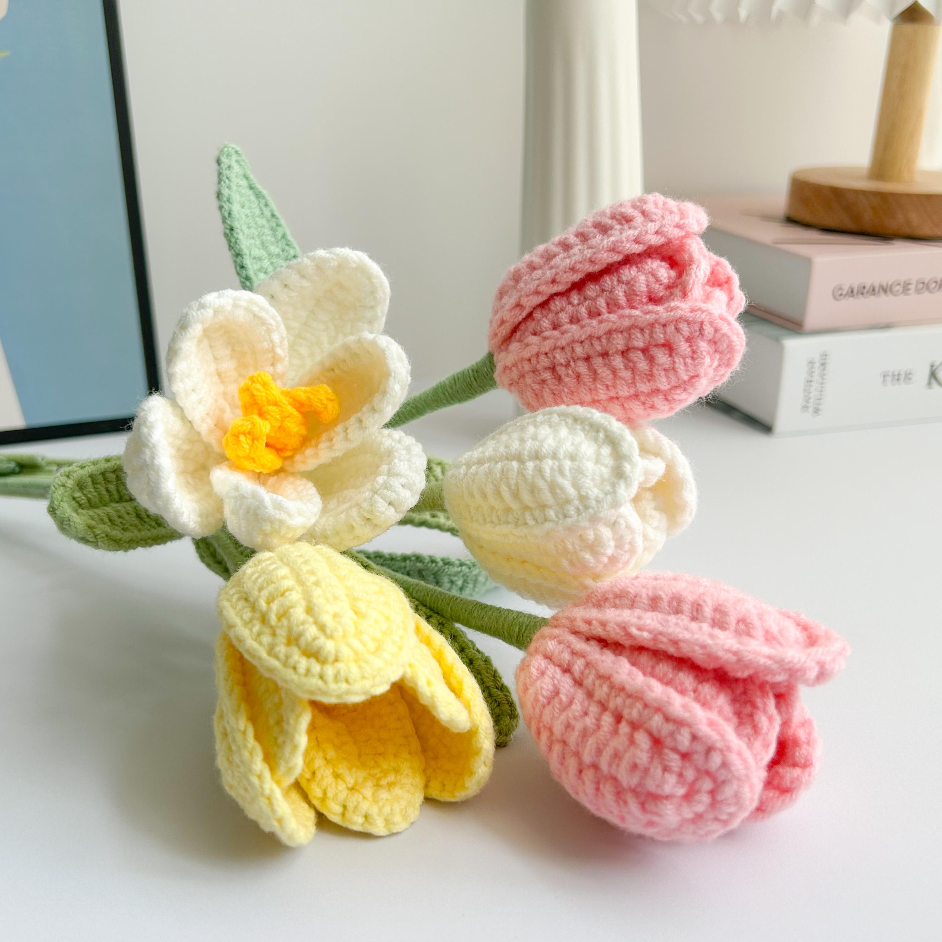 Handmade Home Decor Gift Crochet Tulip Flower Bouquet