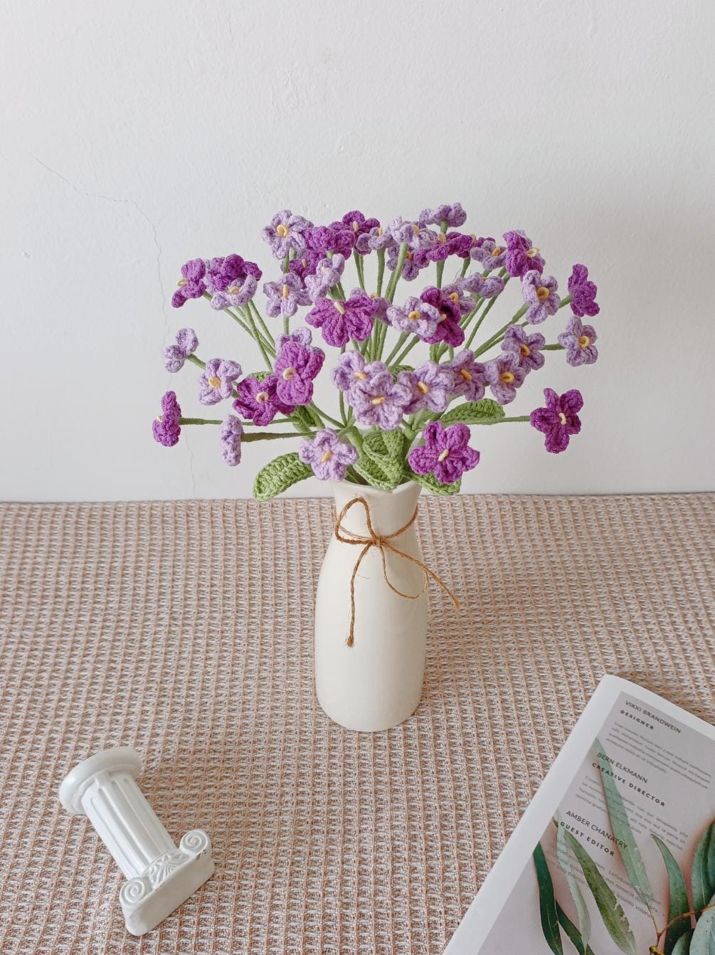 Crochet Forget-Me-Not Bouquet, Party or Home Decoration