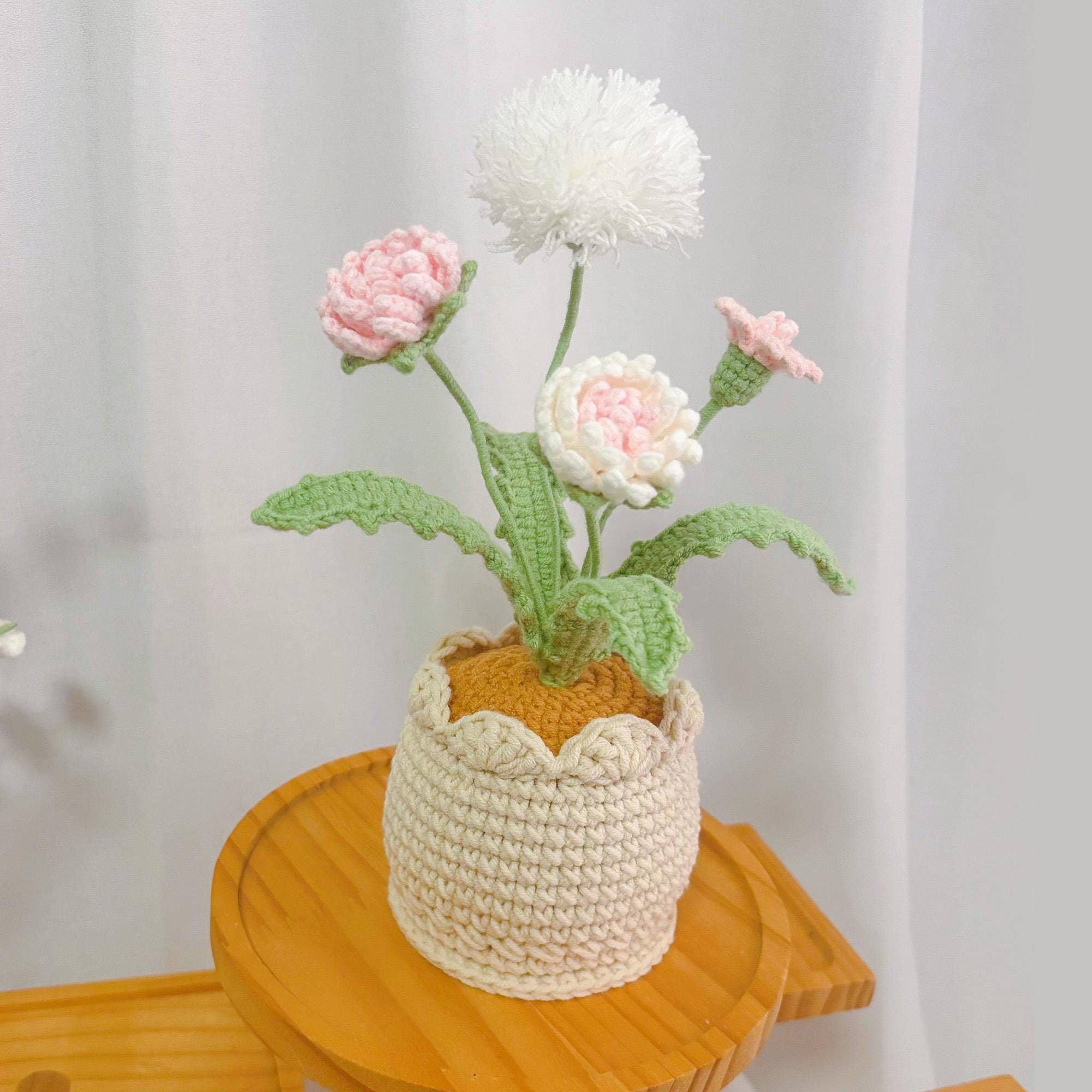 Handmade Crochet Dandelion, Flower in Pot  Mother's Day Gift