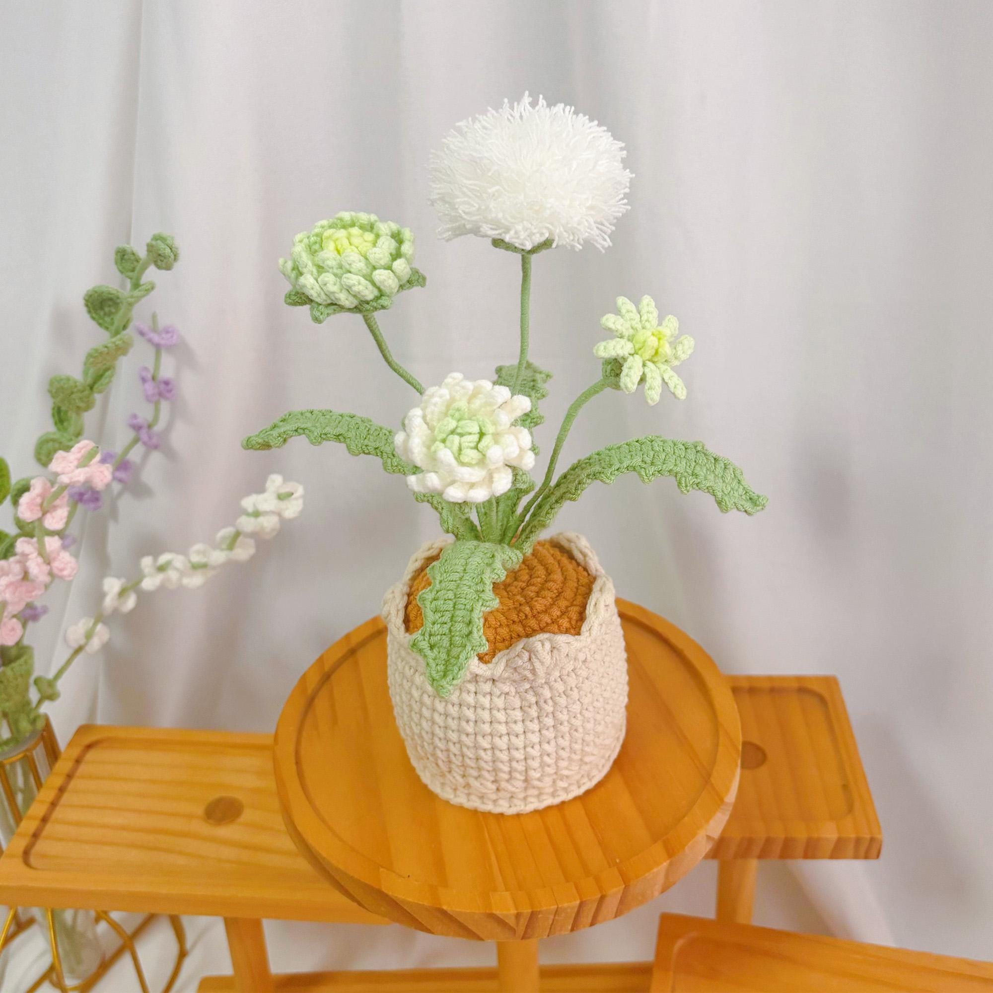 Handmade Crochet Dandelion, Flower in Pot  Mother's Day Gift