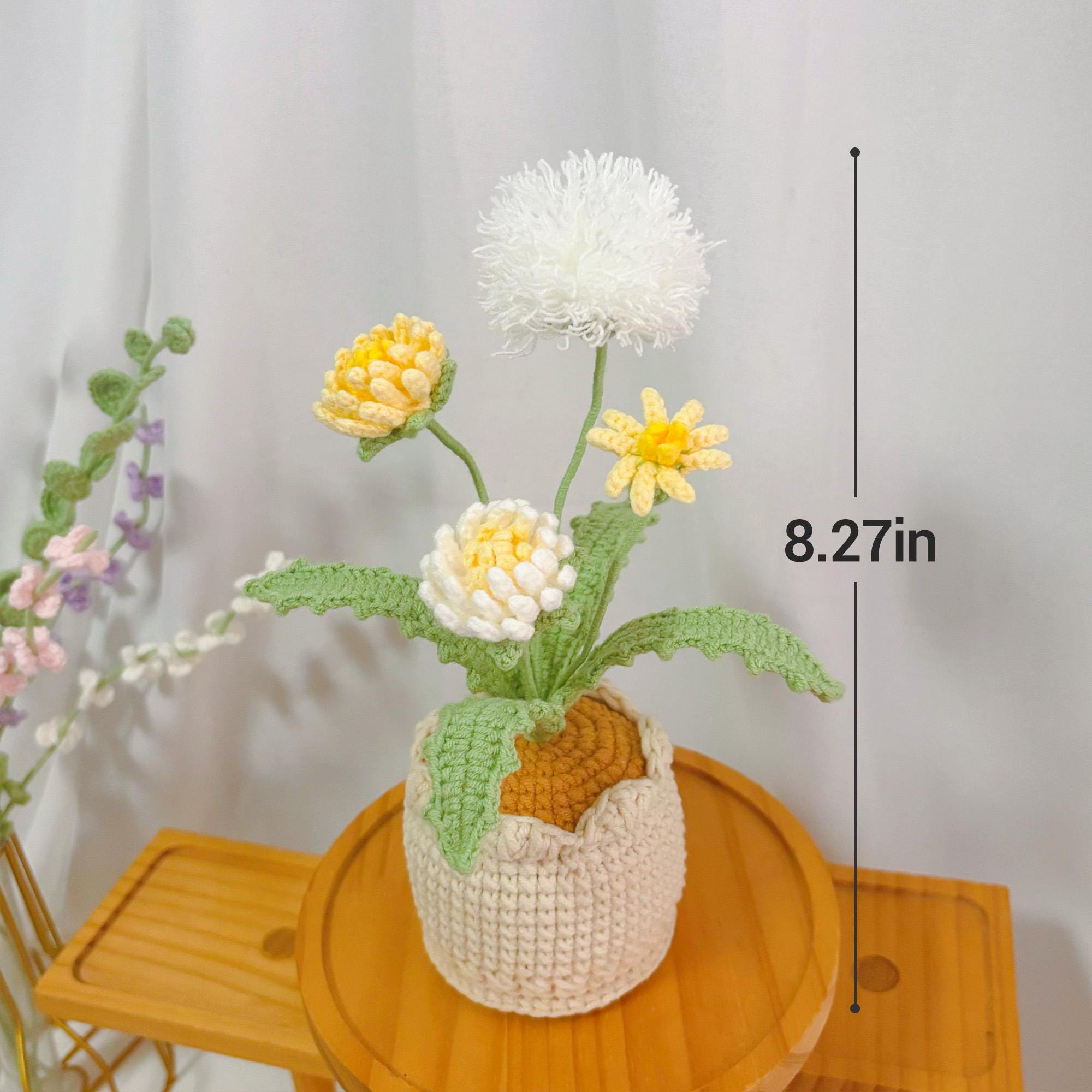 Handmade Crochet Dandelion, Flower in Pot  Mother's Day Gift