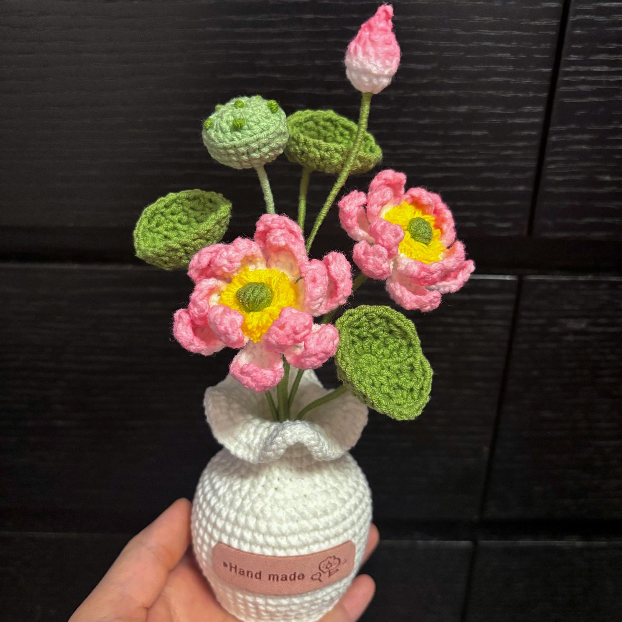 Handmade Crochet Lotus – For Vase Arrangement – Personalized Gift Option