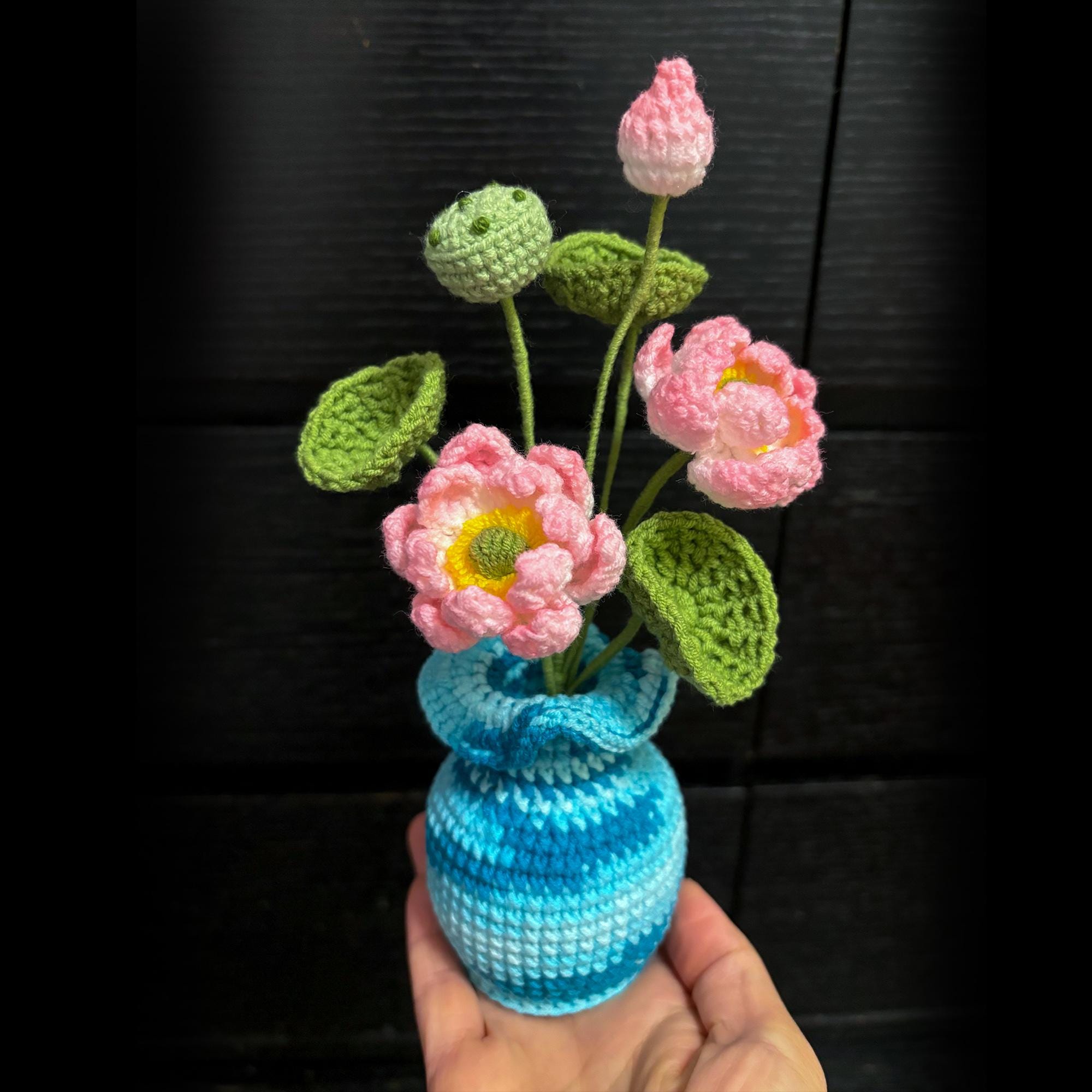 Handmade Crochet Lotus – For Vase Arrangement – Personalized Gift Option