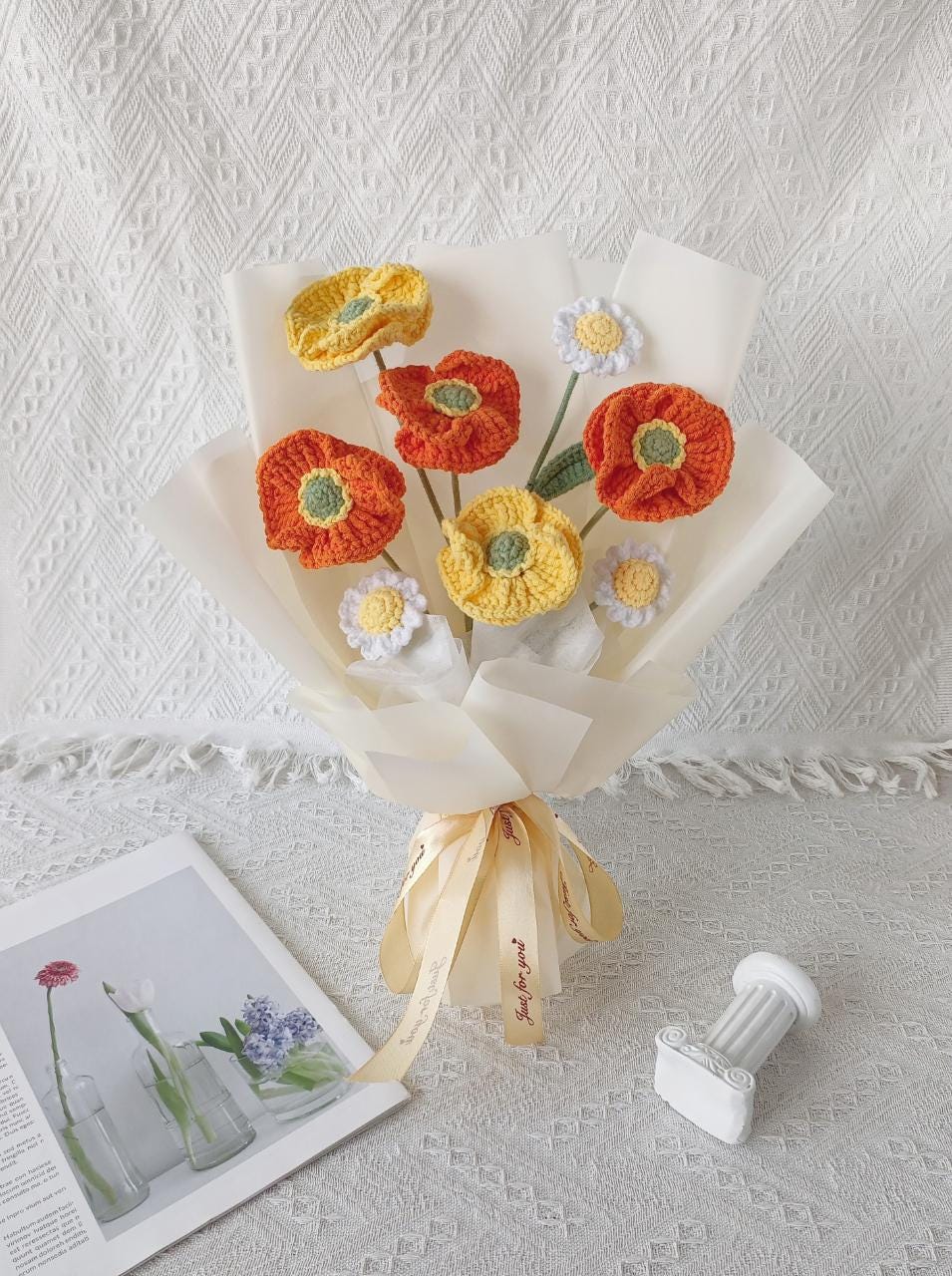 Crochet August Birth Flower Bouquet – Poppy Design – Handmade