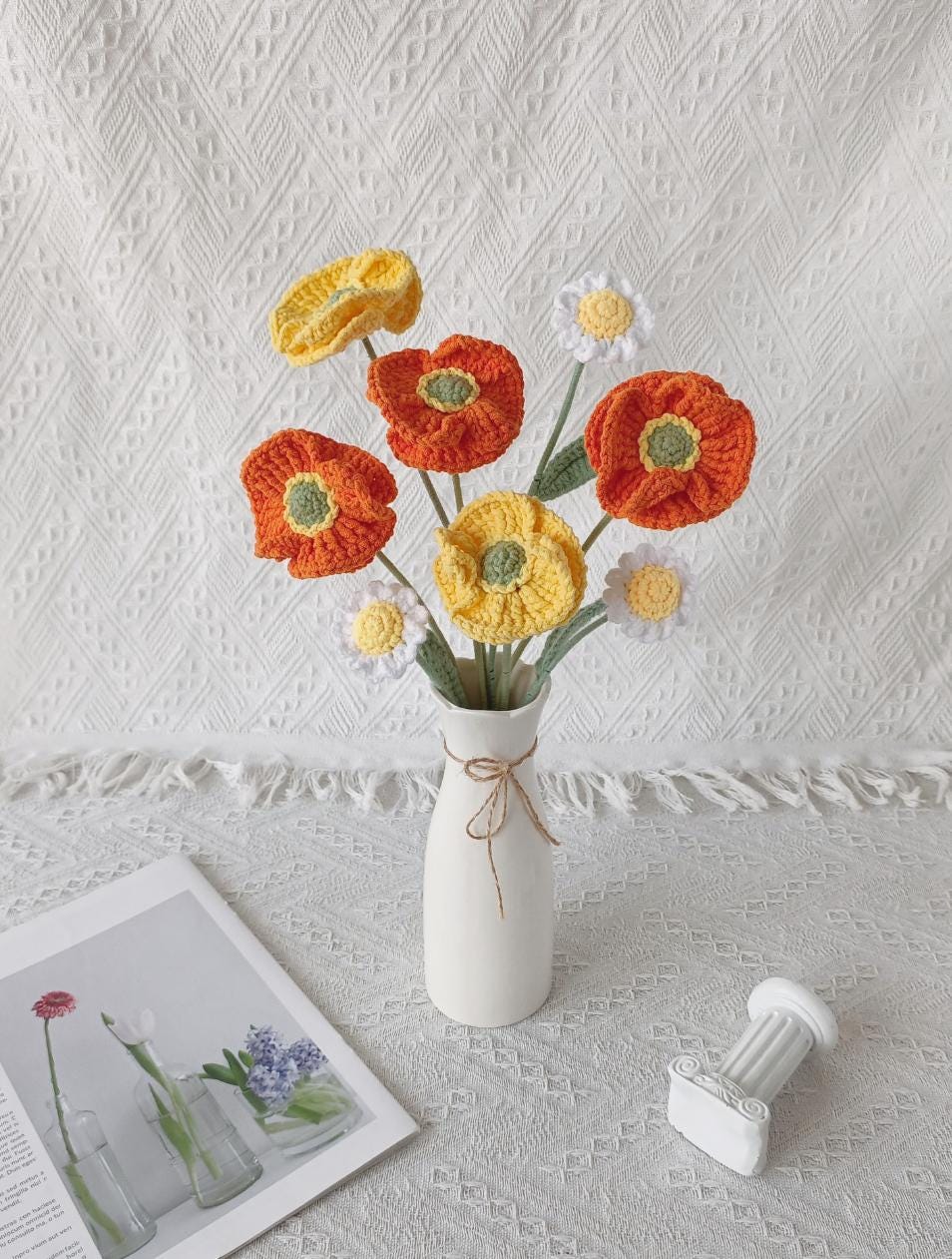 Crochet August Birth Flower Bouquet – Poppy Design – Handmade