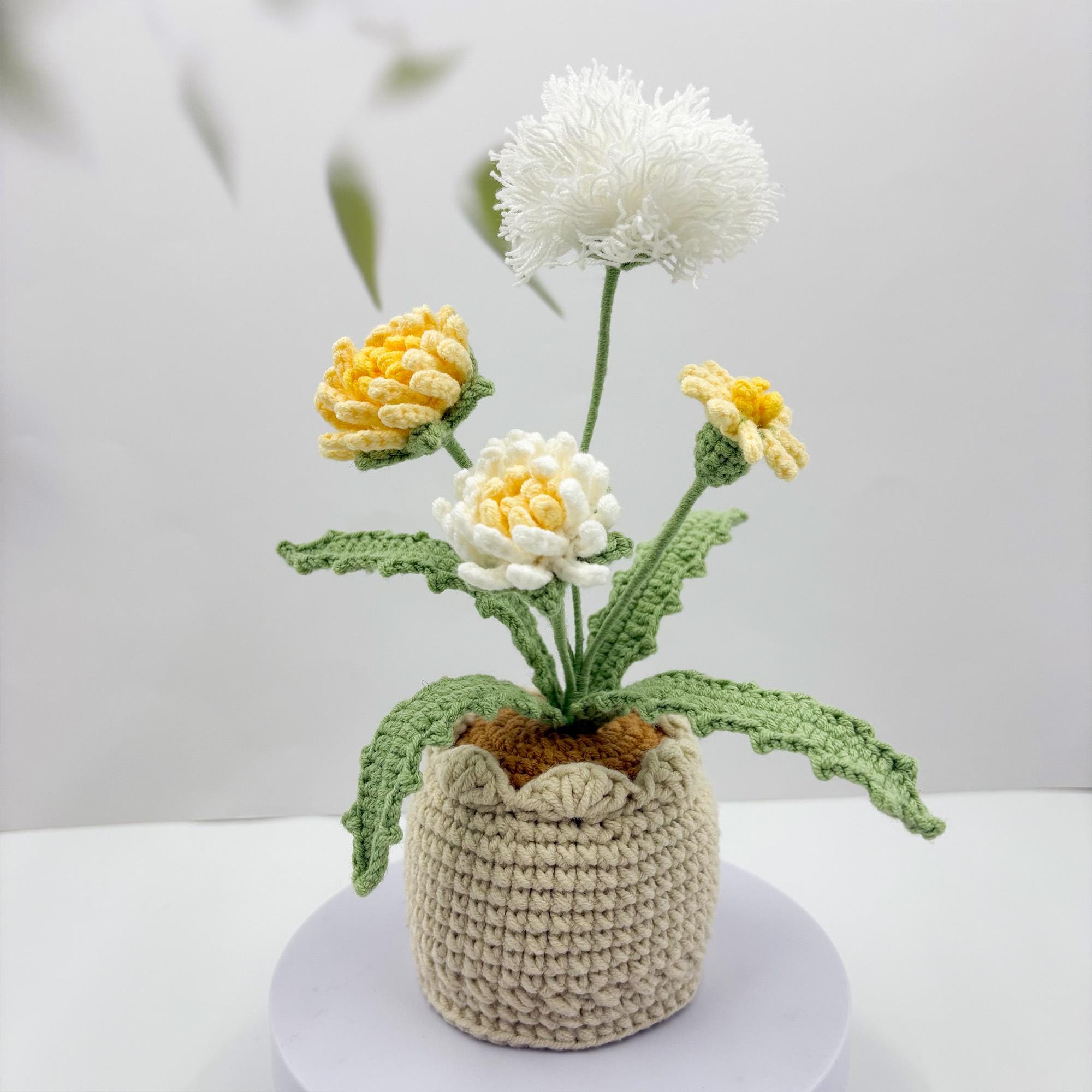 Handmade Crochet Dandelion, Flower in Pot  Mother's Day Gift