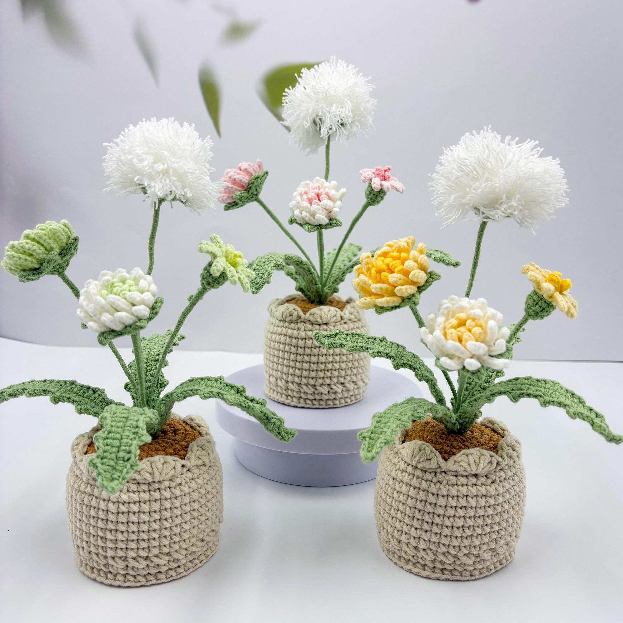 Handmade Crochet Dandelion, Flower in Pot  Mother's Day Gift