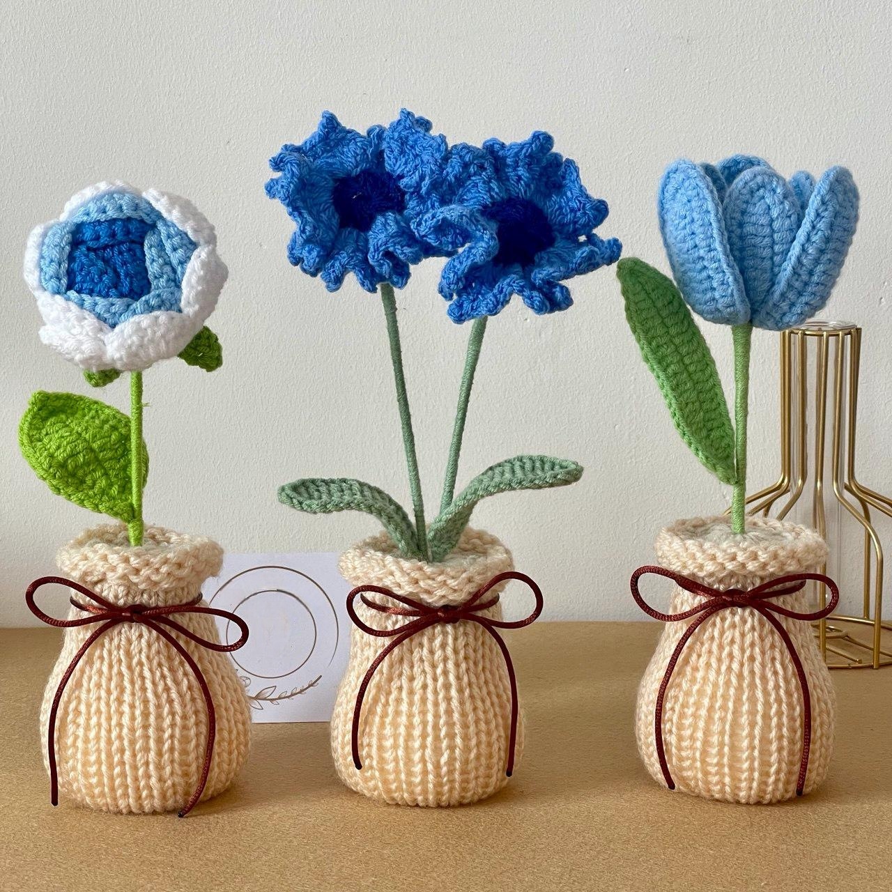 Handmade Crochet Flower Decorative Piece for Shelf Display and Tabletop Home Decor