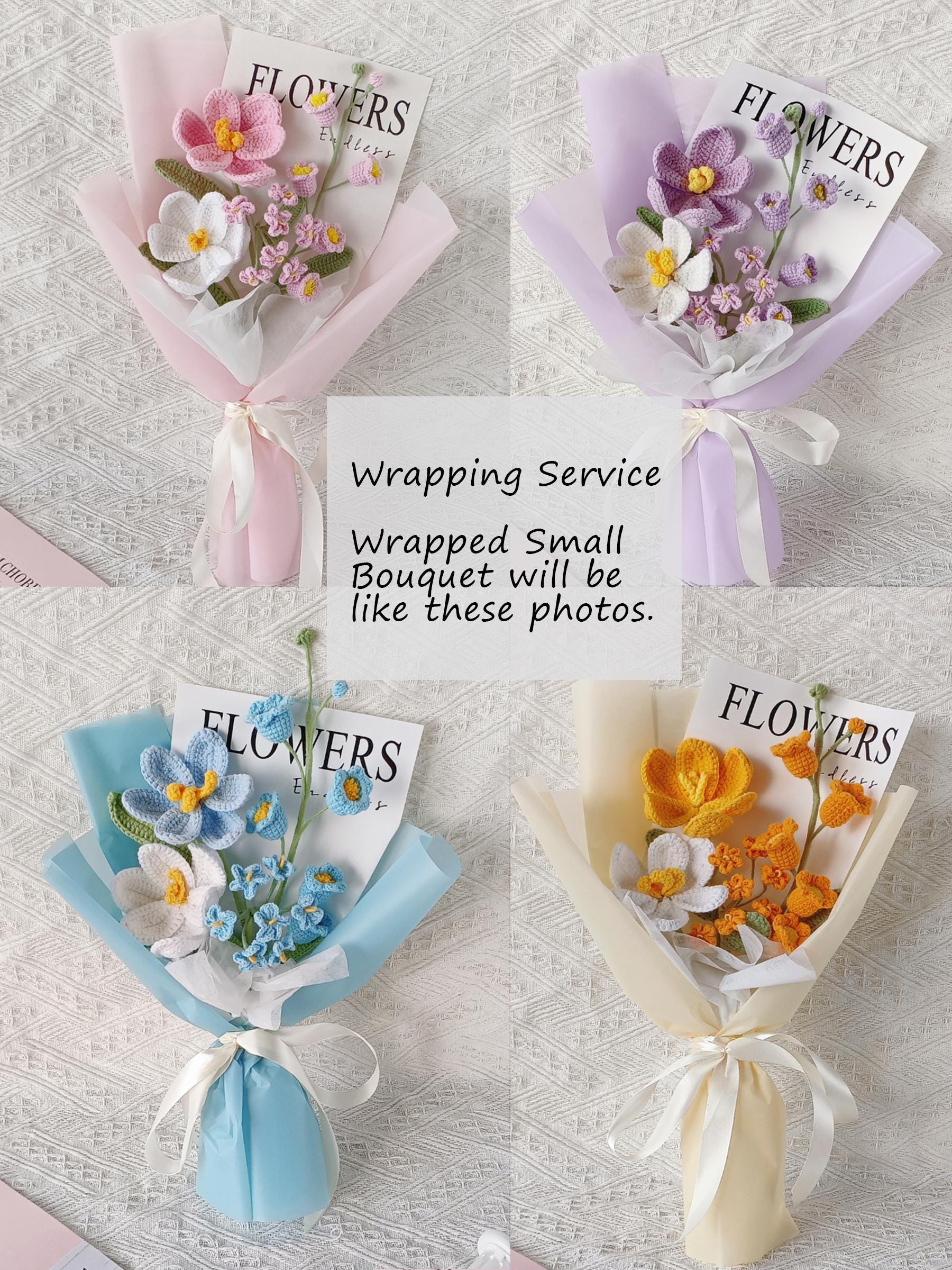 Crochet Lily of the Valley and Forget-Me-Not Bouquet – Adjustable Design