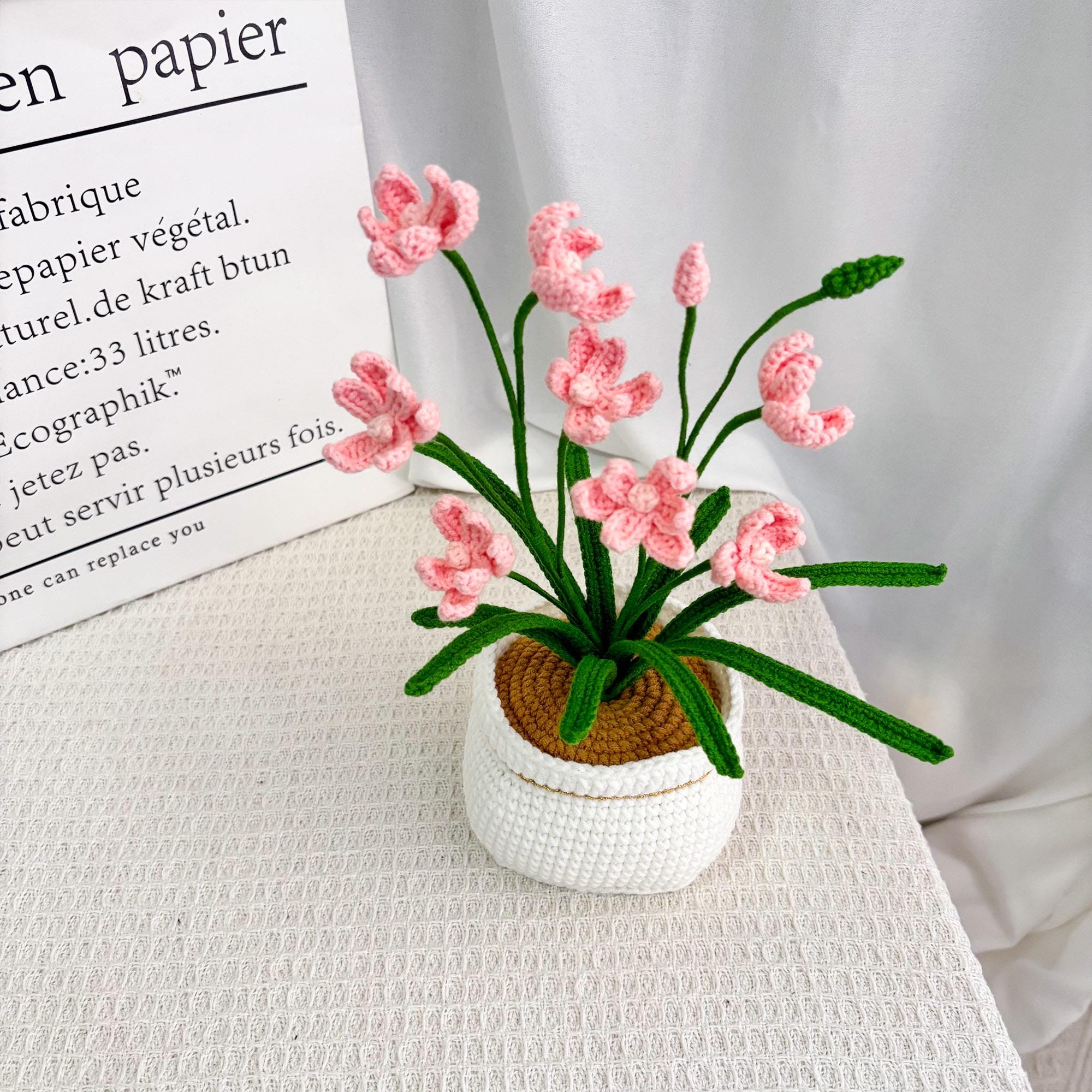 Handmade Crochet Orchid in Pot, Desk Decor, Home Decor