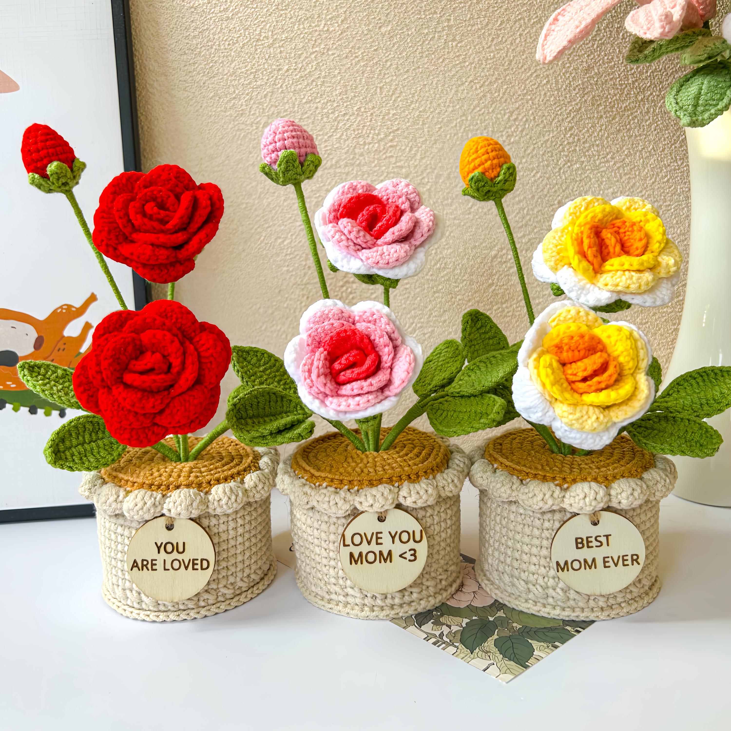 Hand-Crocheted Potted Flowers: Desktop Decorative Ornament