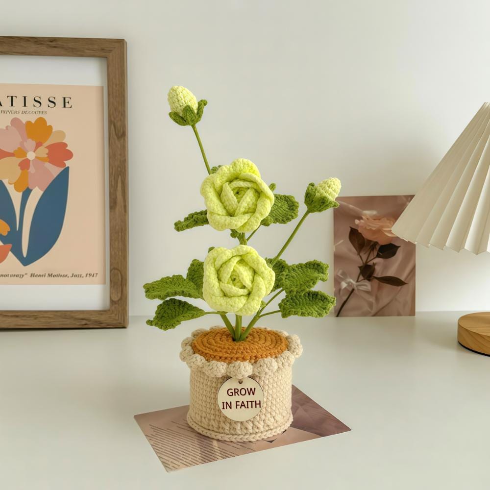Hand-Crocheted Potted Flowers: Desktop Decorative Ornament