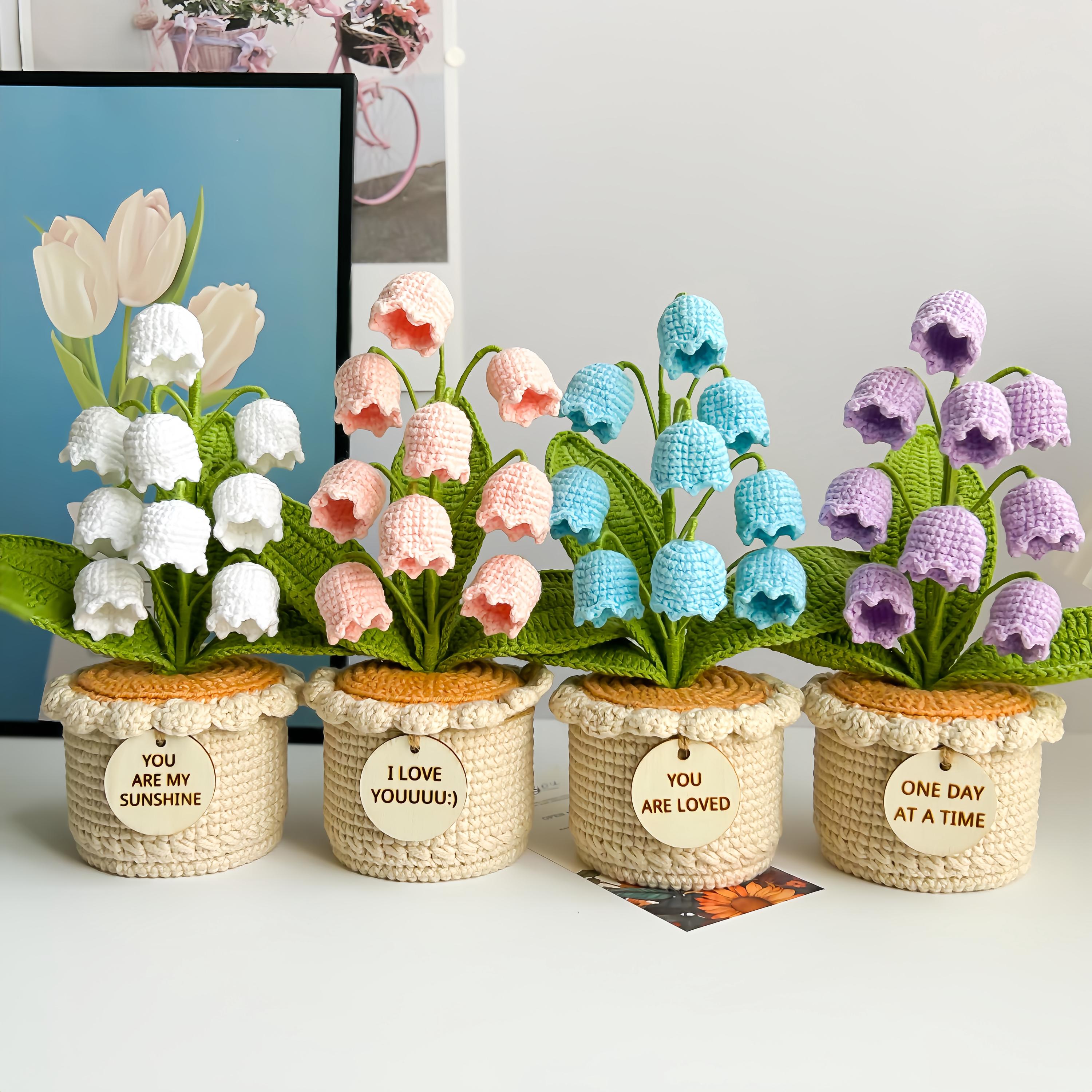 Hand-Crocheted Potted Flowers: Desktop Decorative Ornament
