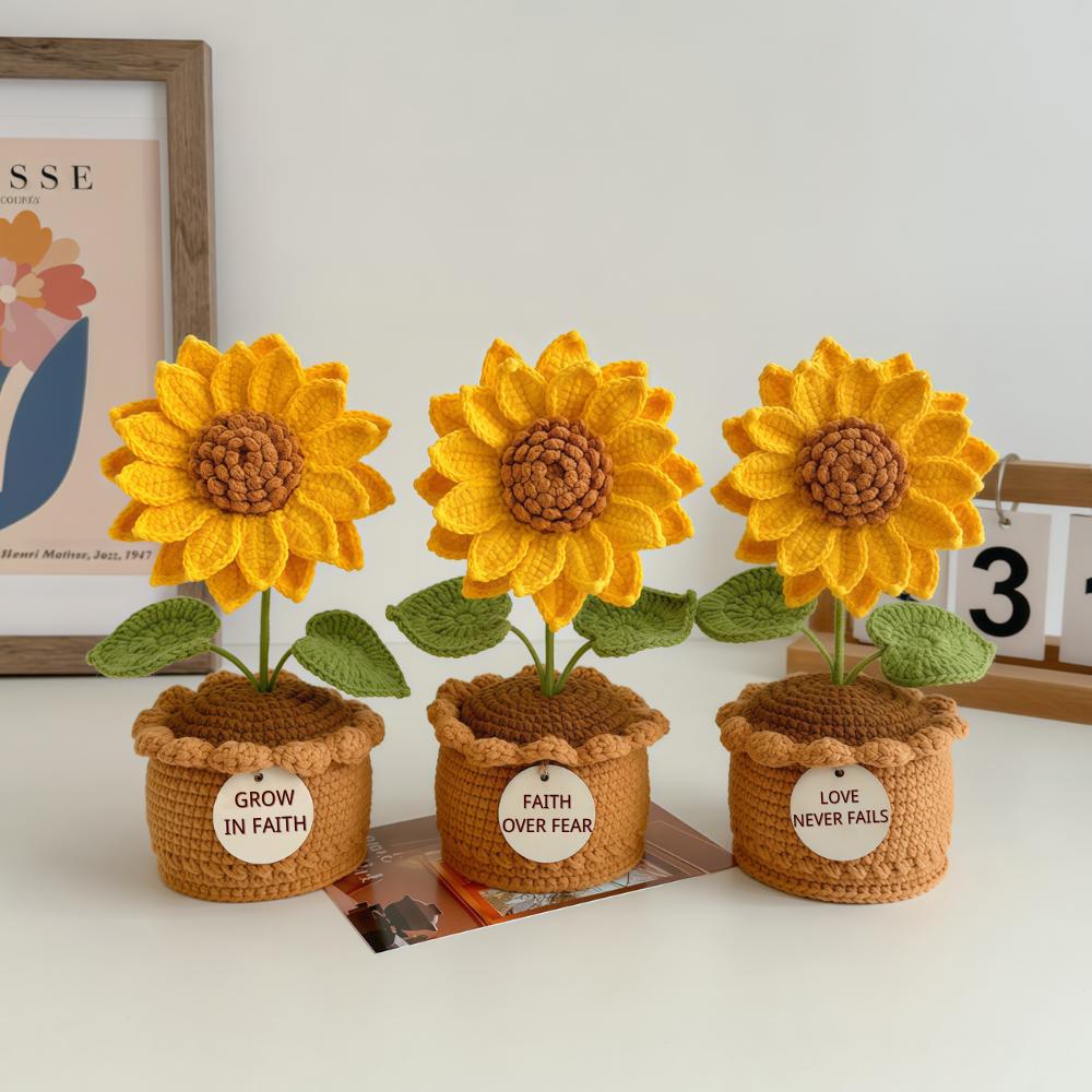 Hand-Crocheted Potted Flowers: Desktop Decorative Ornament