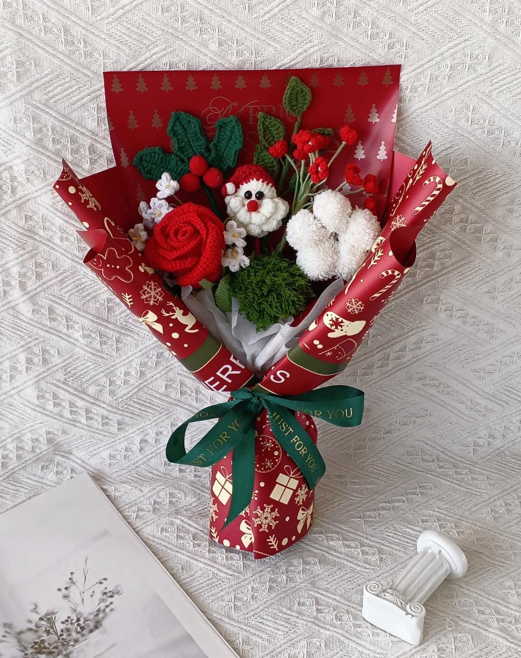 Crochet Lily of the Valley and Forget-Me-Not Bouquet – Adjustable Design