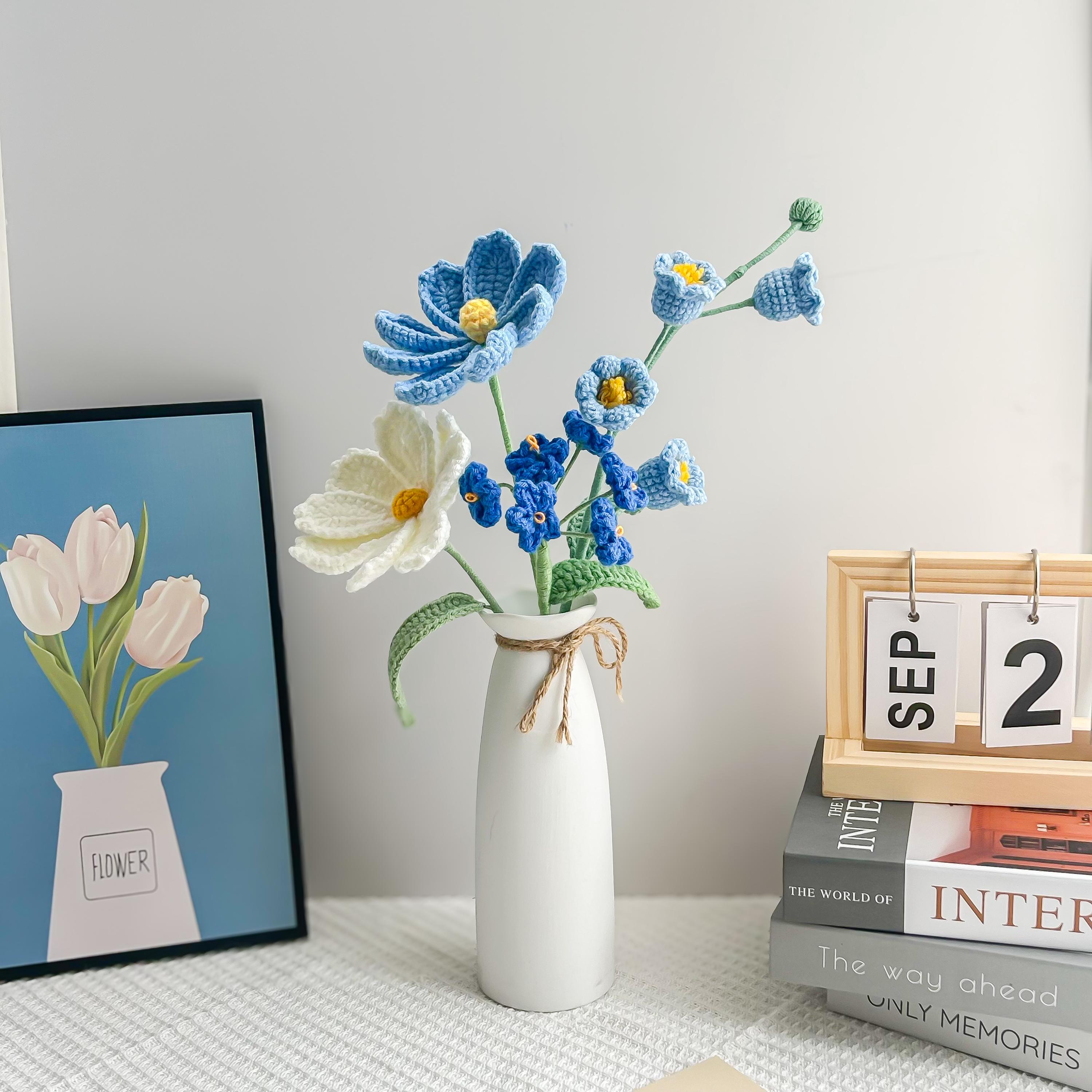 Crochet Sunflower Rose Tulip Flower Bouquet Handmade Home Decor Gift for Mother Friend