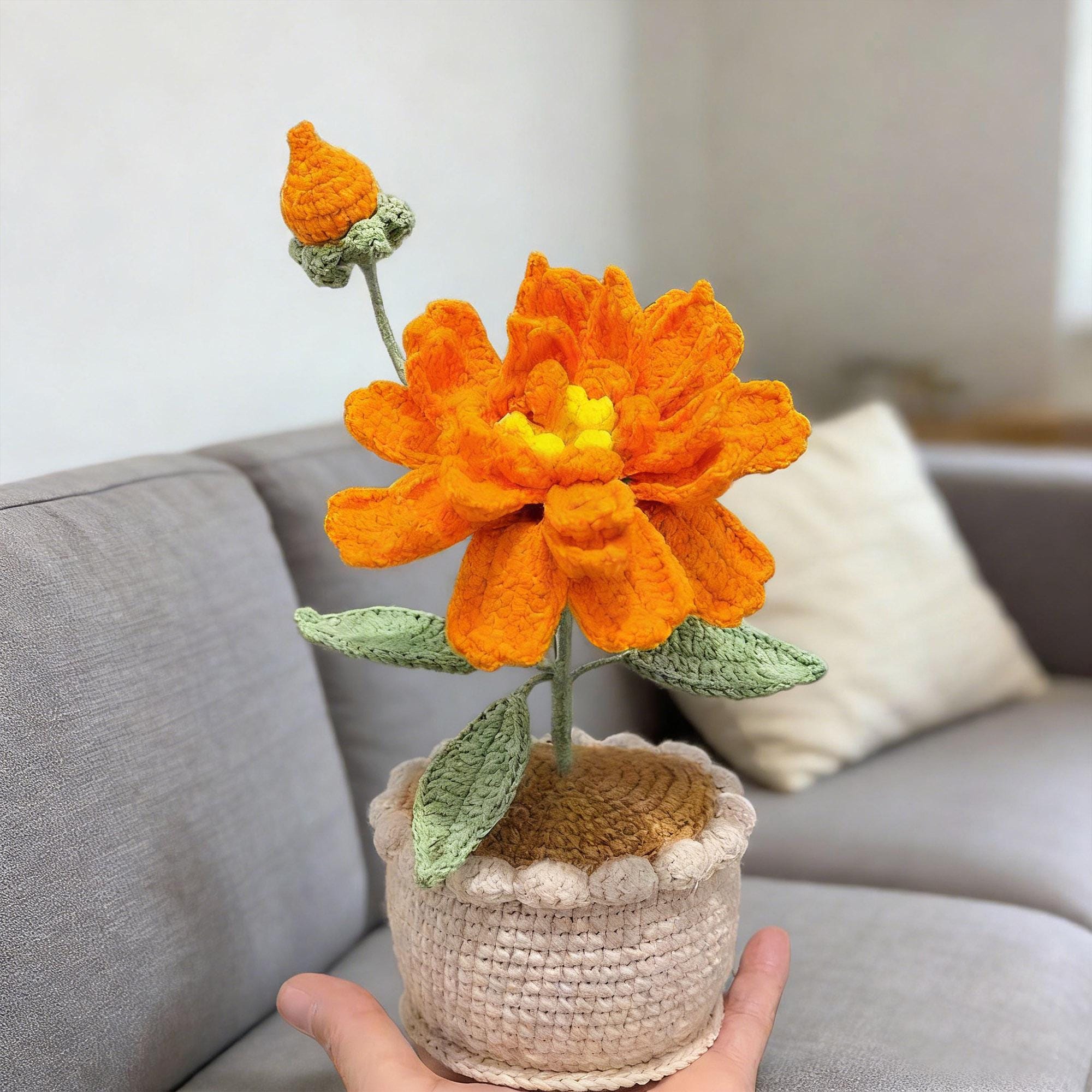 Handmade Crochet Banksia Rose Pot Plant – Five Colors