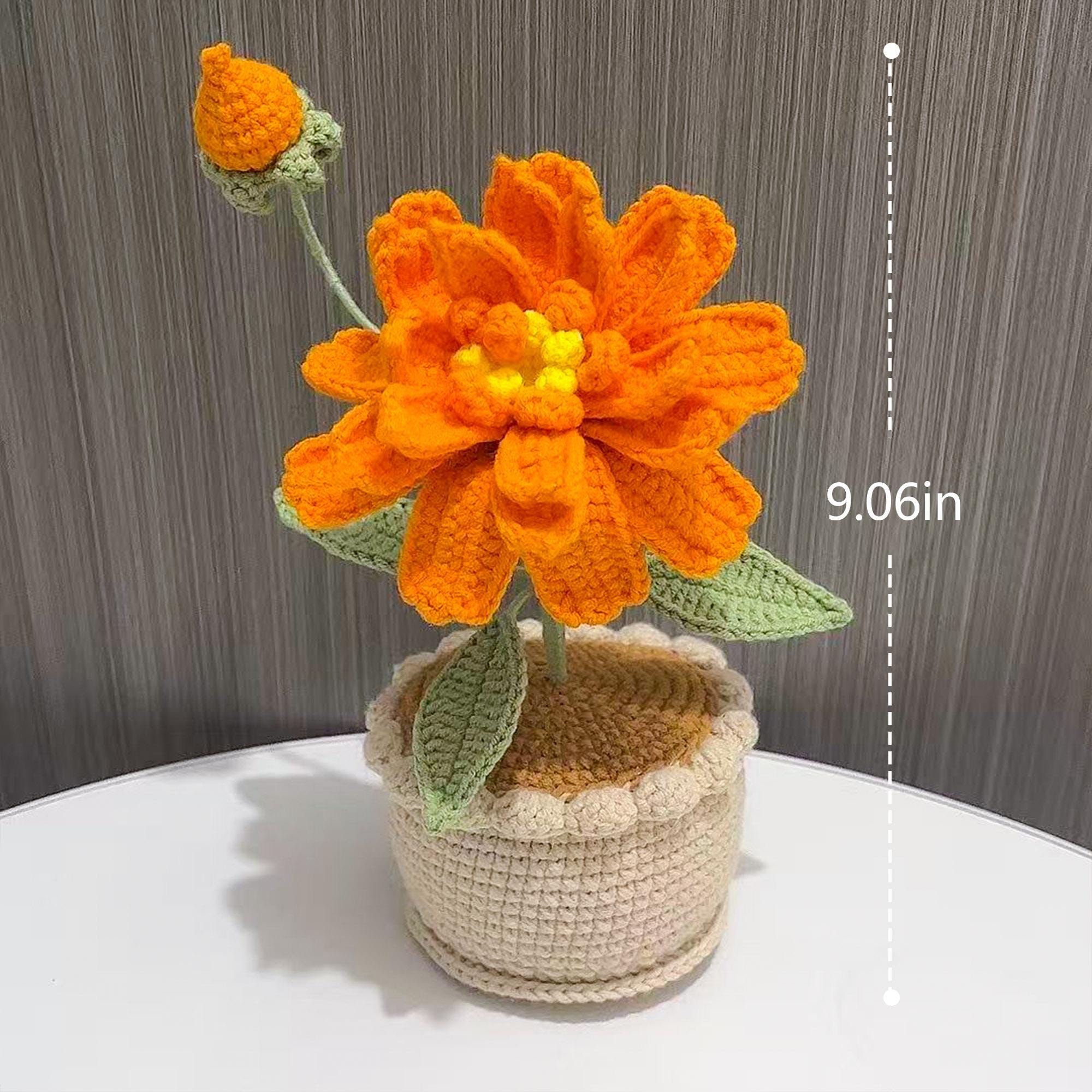 Handmade Crochet Banksia Rose Pot Plant – Five Colors
