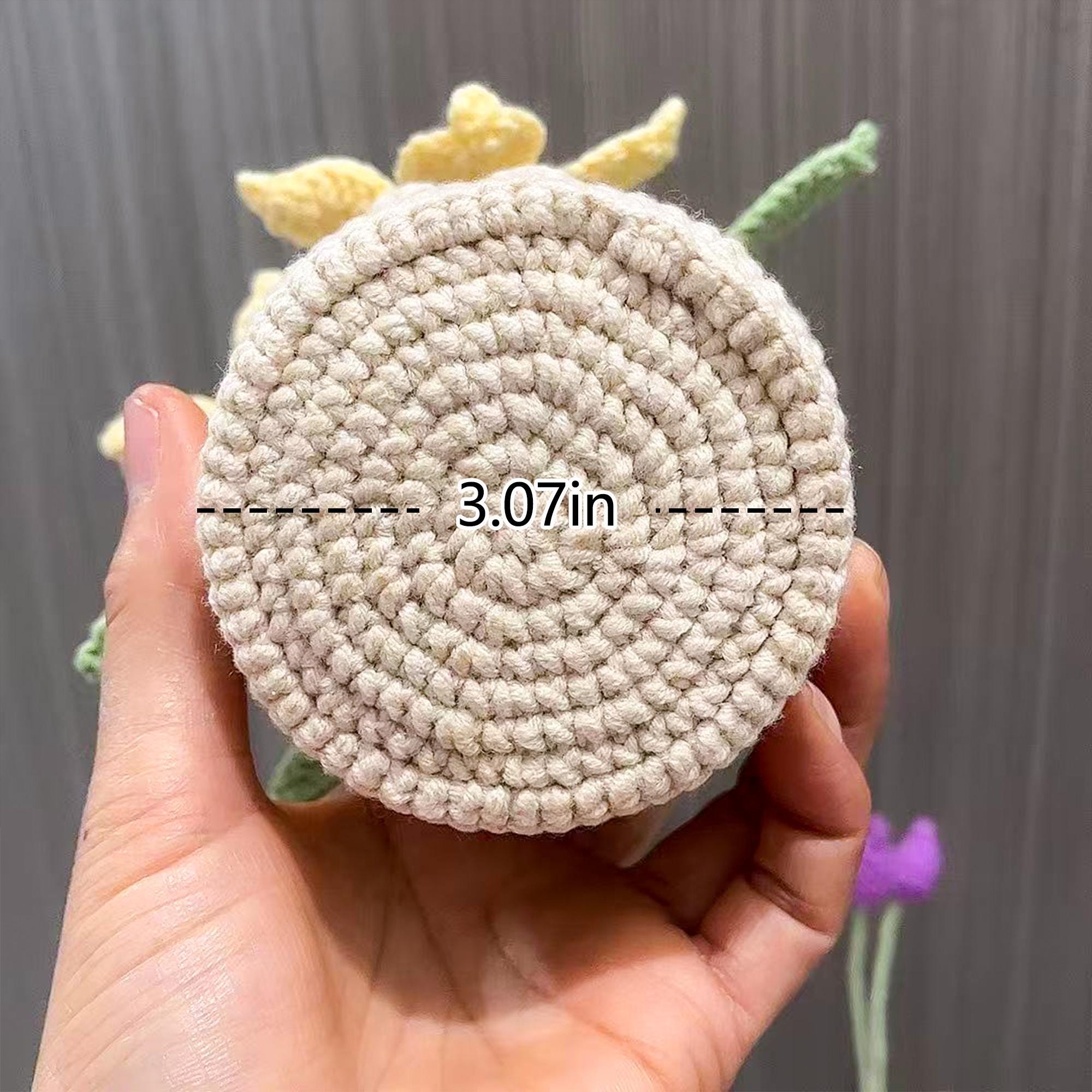 Crochet Flower in Pot, Handmade Crochet Clematis, Desk Decoration