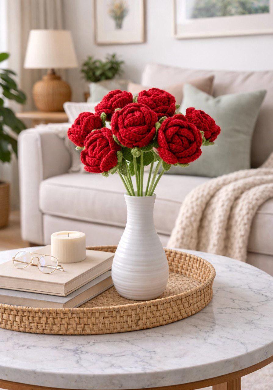 Handmade Crochet Flower Bouquet Home Decor Gift