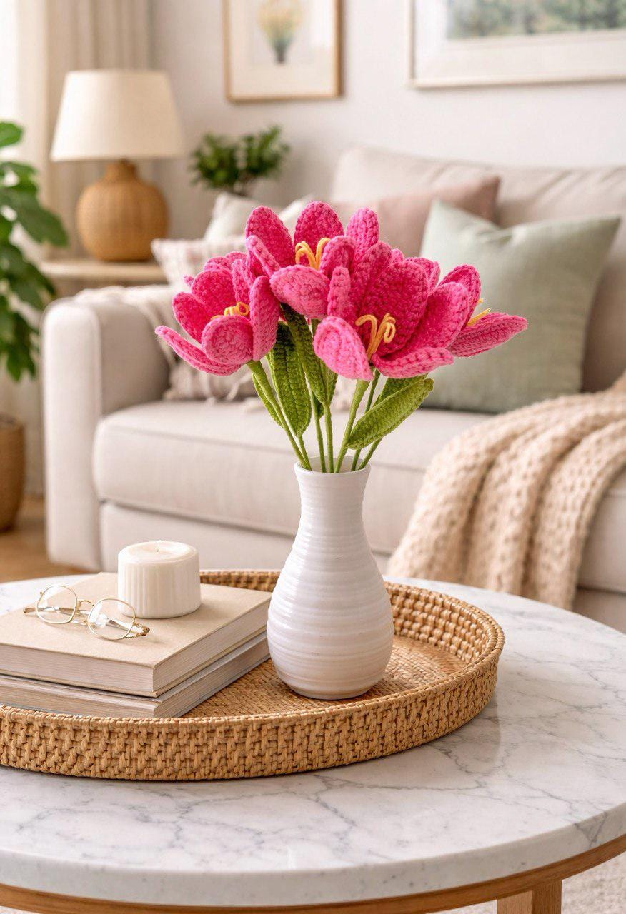 Handmade Crochet Flower Bouquet Home Decor Gift