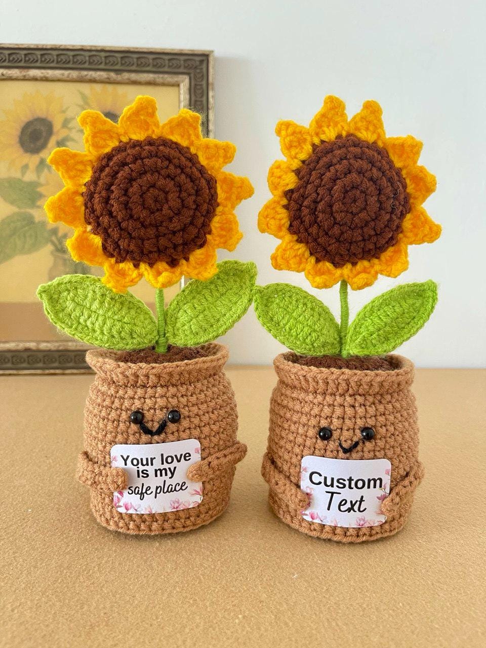 Mother’s Day Crochet Flower Gift – Handmade Lily, Tulip or Rose – Personalized Plaque – Meaningful Gift for Mom