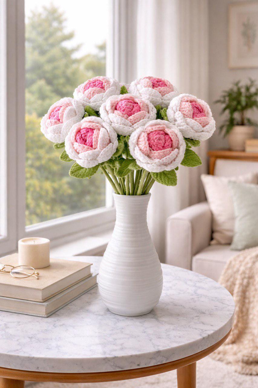 Handmade Crochet Flower Bouquet Home Decor Gift