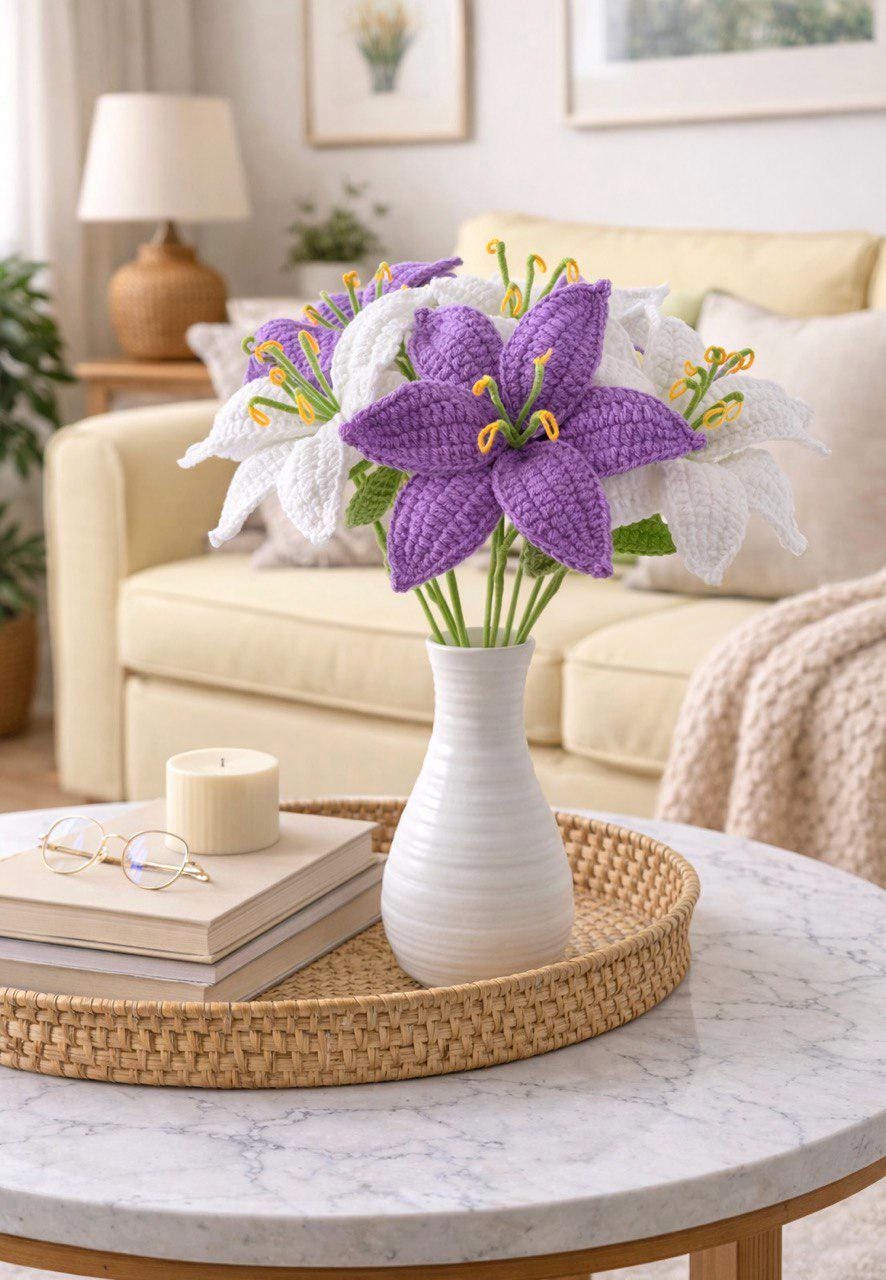 Handmade Crochet Flower Bouquet Home Decor Gift